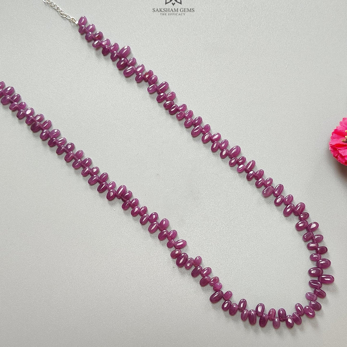 Ruby Beads Necklace : 191.20cts Natural Untreated Ruby Gemstone Plain 925 Sterling Silver Oval Shape 20" Necklace