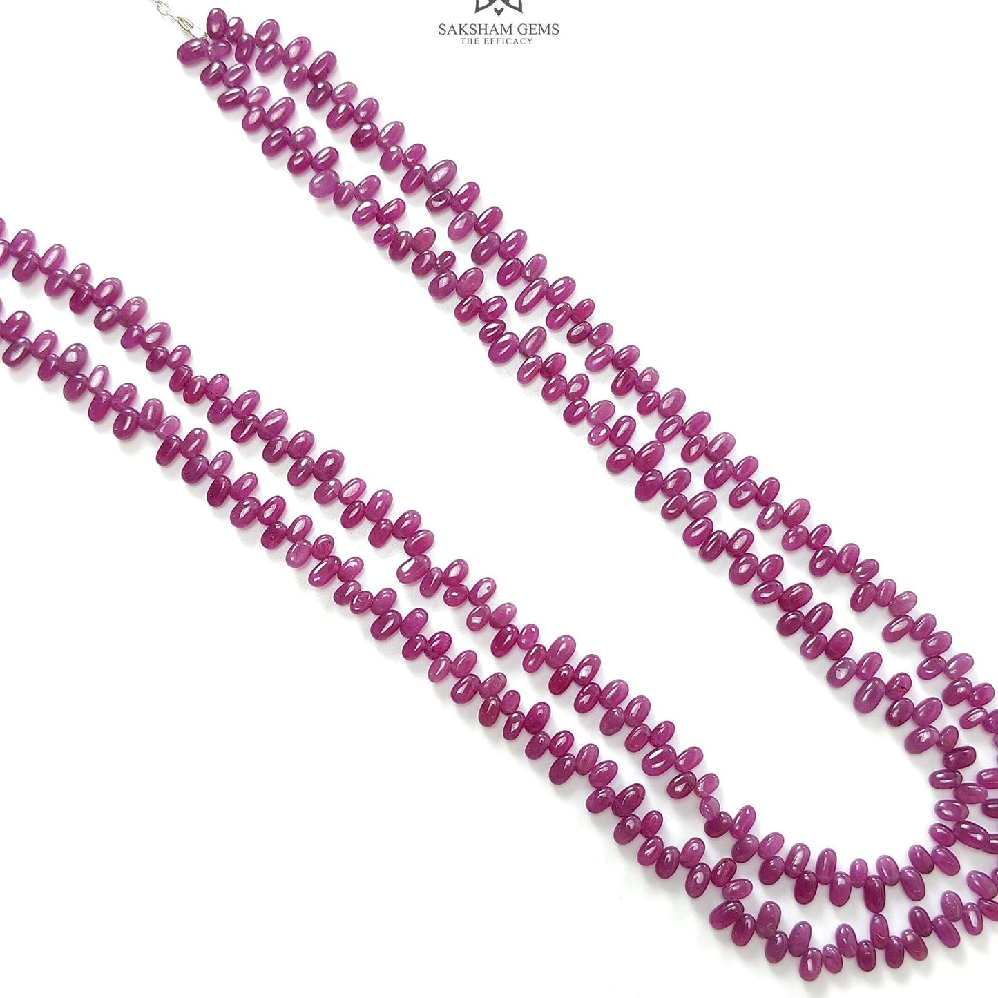 Ruby Beads Necklace : 345.40cts Natural Untreated Ruby Gemstone Plain 925 Sterling Silver Oval Shape 19" - 21" Necklace