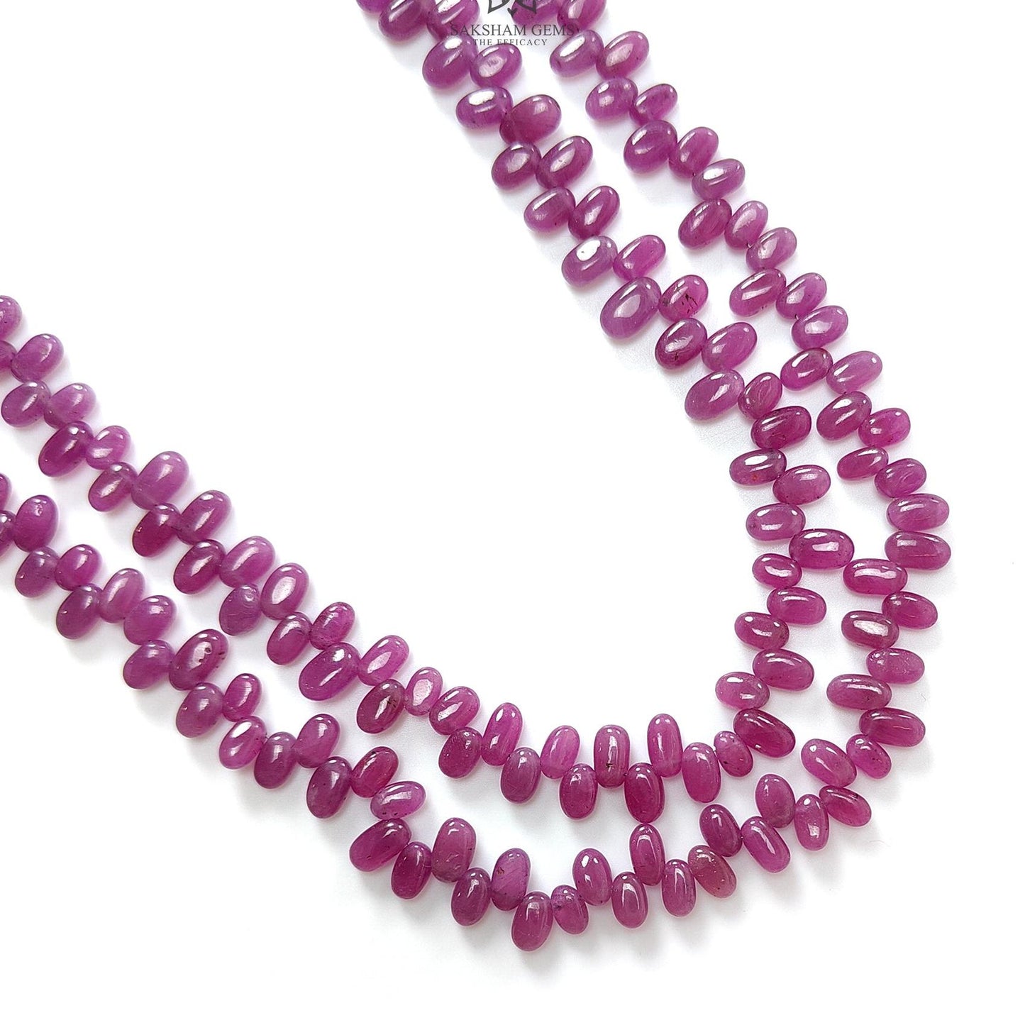 Ruby Beads Necklace : 345.40cts Natural Untreated Ruby Gemstone Plain 925 Sterling Silver Oval Shape 19" - 21" Necklace