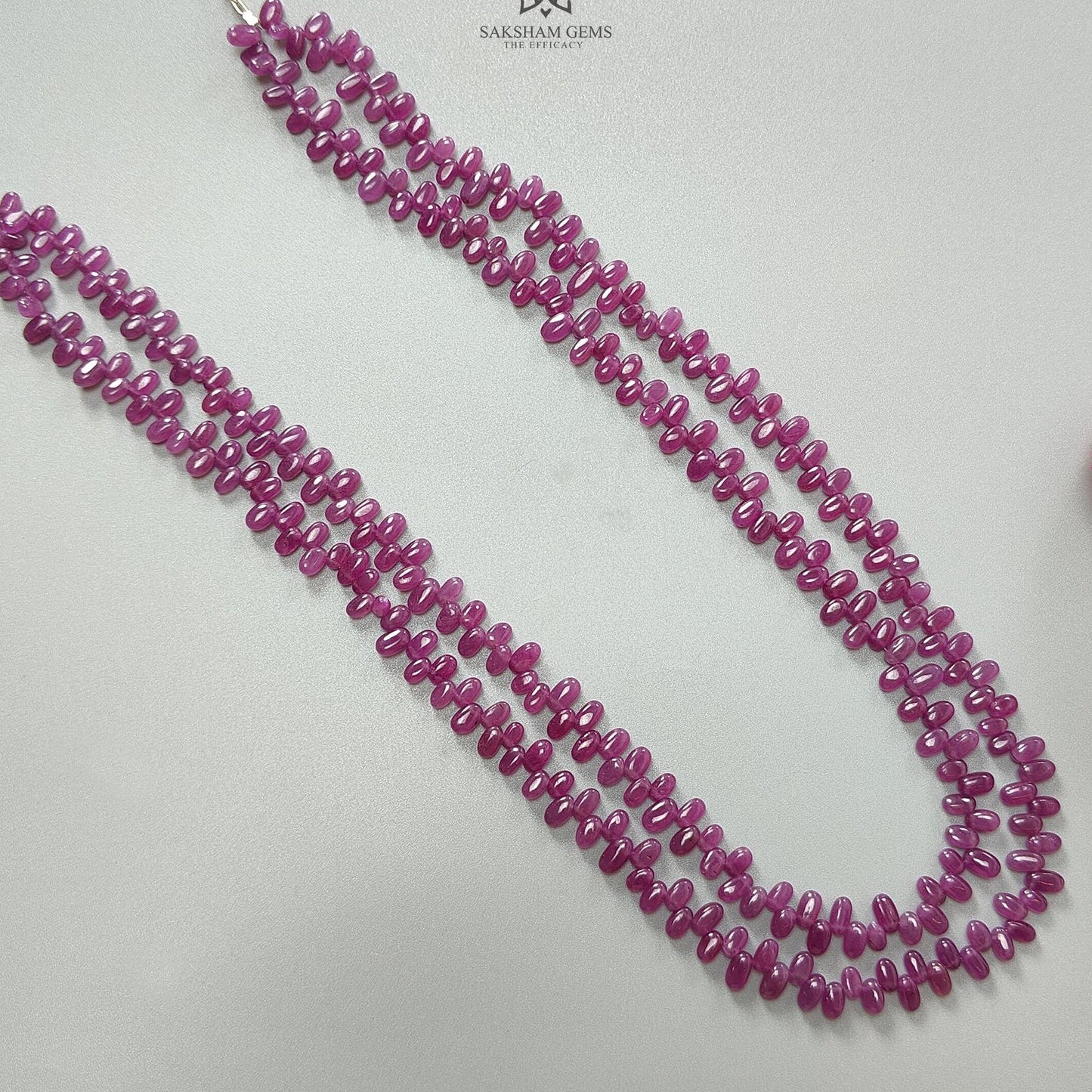 Ruby Beads Necklace : 345.40cts Natural Untreated Ruby Gemstone Plain 925 Sterling Silver Oval Shape 19" - 21" Necklace