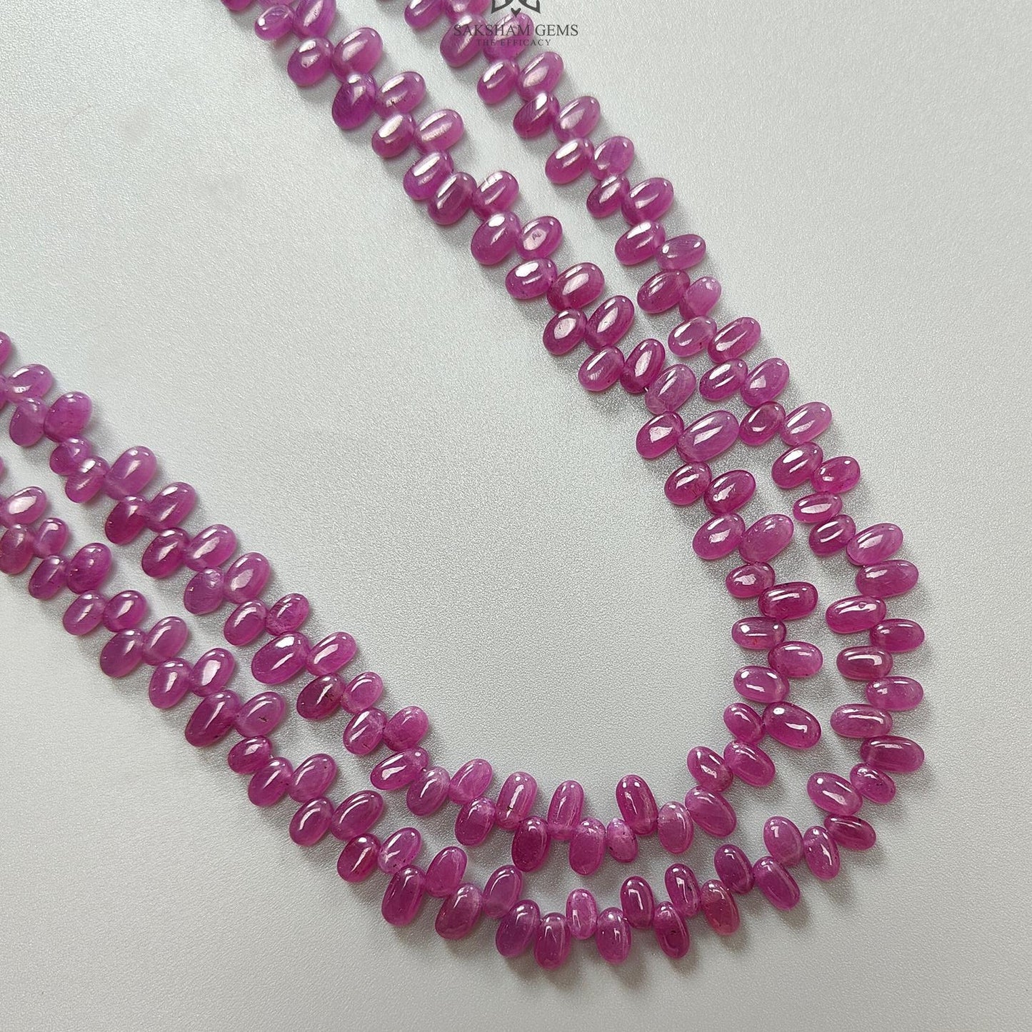Ruby Beads Necklace : 345.40cts Natural Untreated Ruby Gemstone Plain 925 Sterling Silver Oval Shape 19" - 21" Necklace