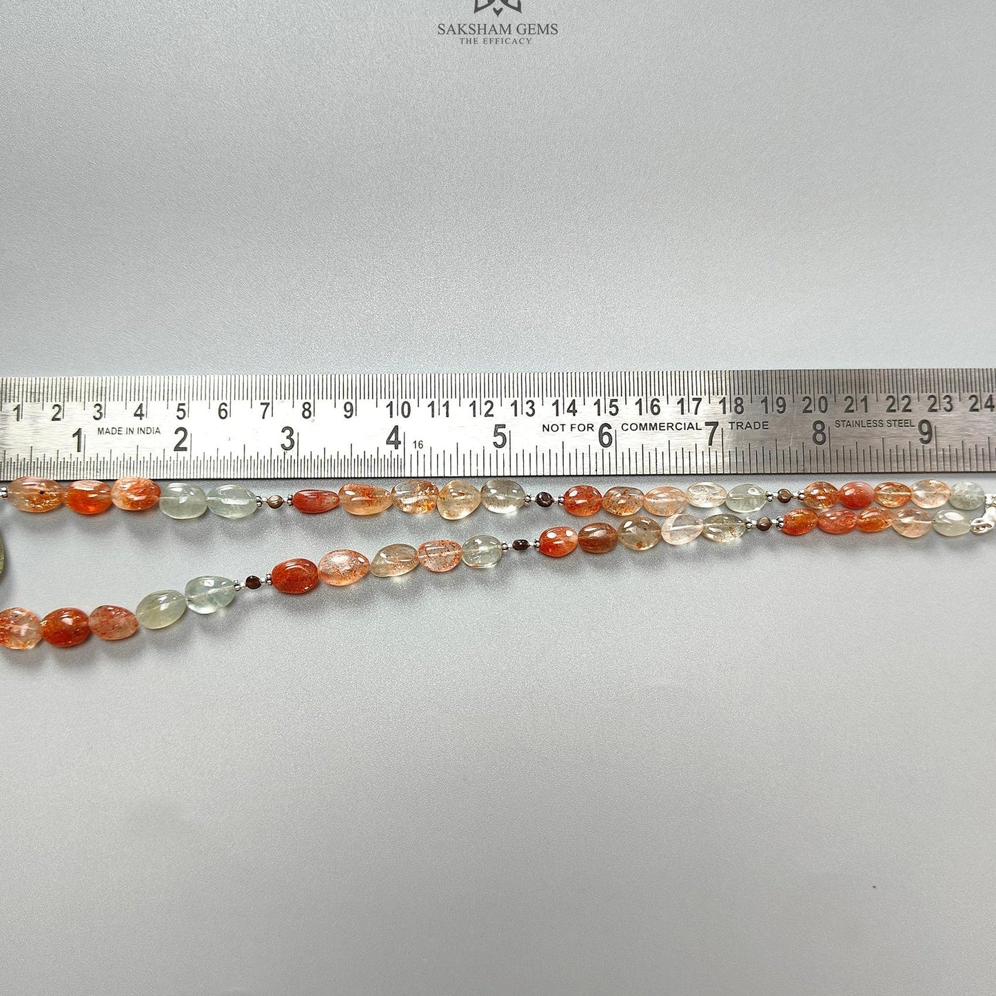 Oregon Sunstone Gemstone Beads Necklace : 155.20cts Natural Untreated Golden Brown sapphire Round Oval 925 Sterling Silver 19" Necklace