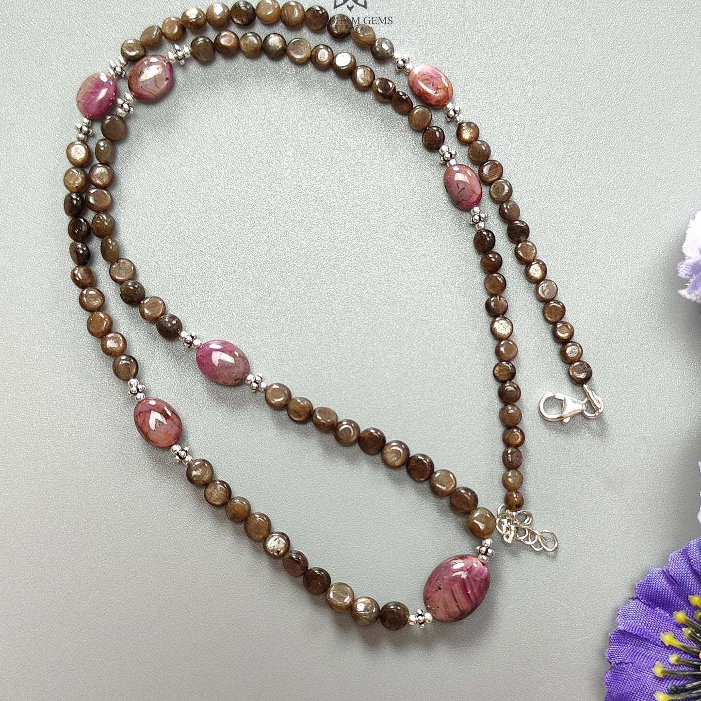 Golden Sapphire Gemstone Beads Necklace : 83.50cts Natural Untreated Star Ruby Plain Round Oval Shapes 925 Sterling Silver 4mm - 5mm 19"