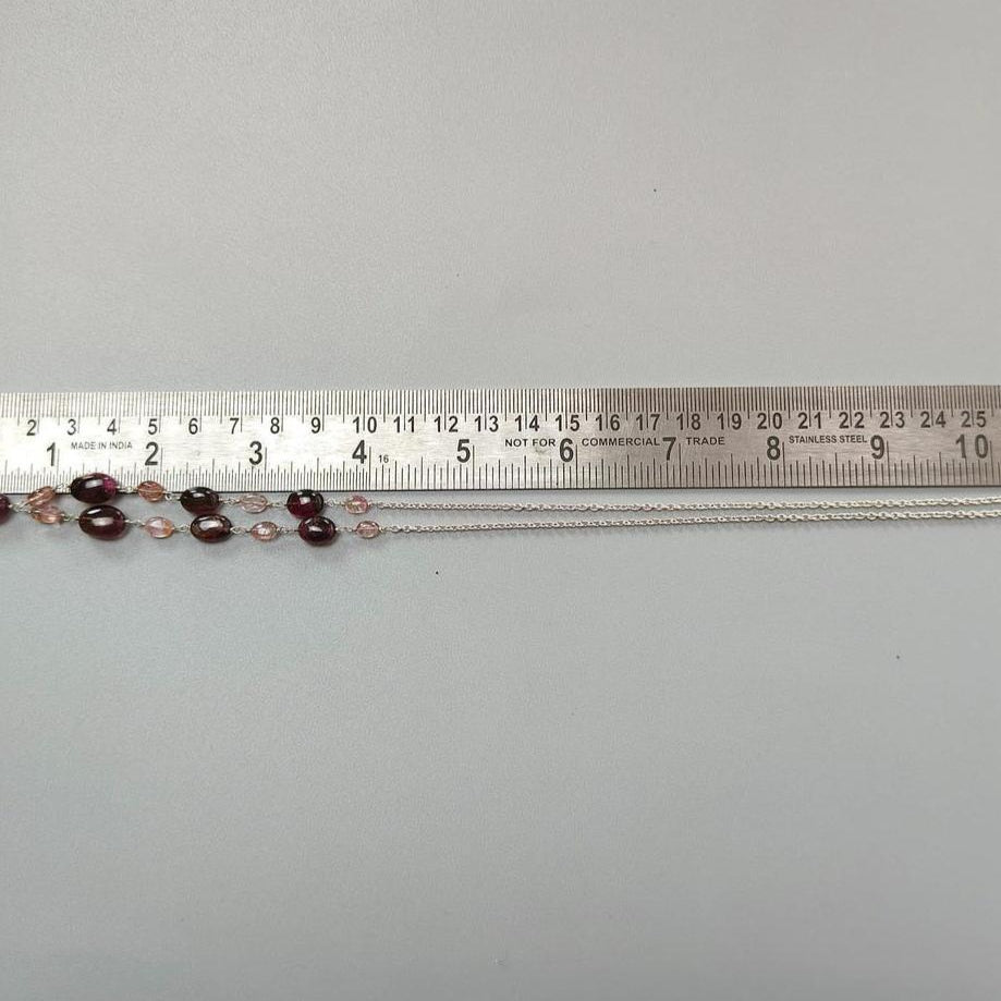 Rubellite Tourmaline Necklace: 50.00cts Natural Untreated Tourmaline 925 Sterling Silver Plain Oval 5*4mm - 13*8mm 22"