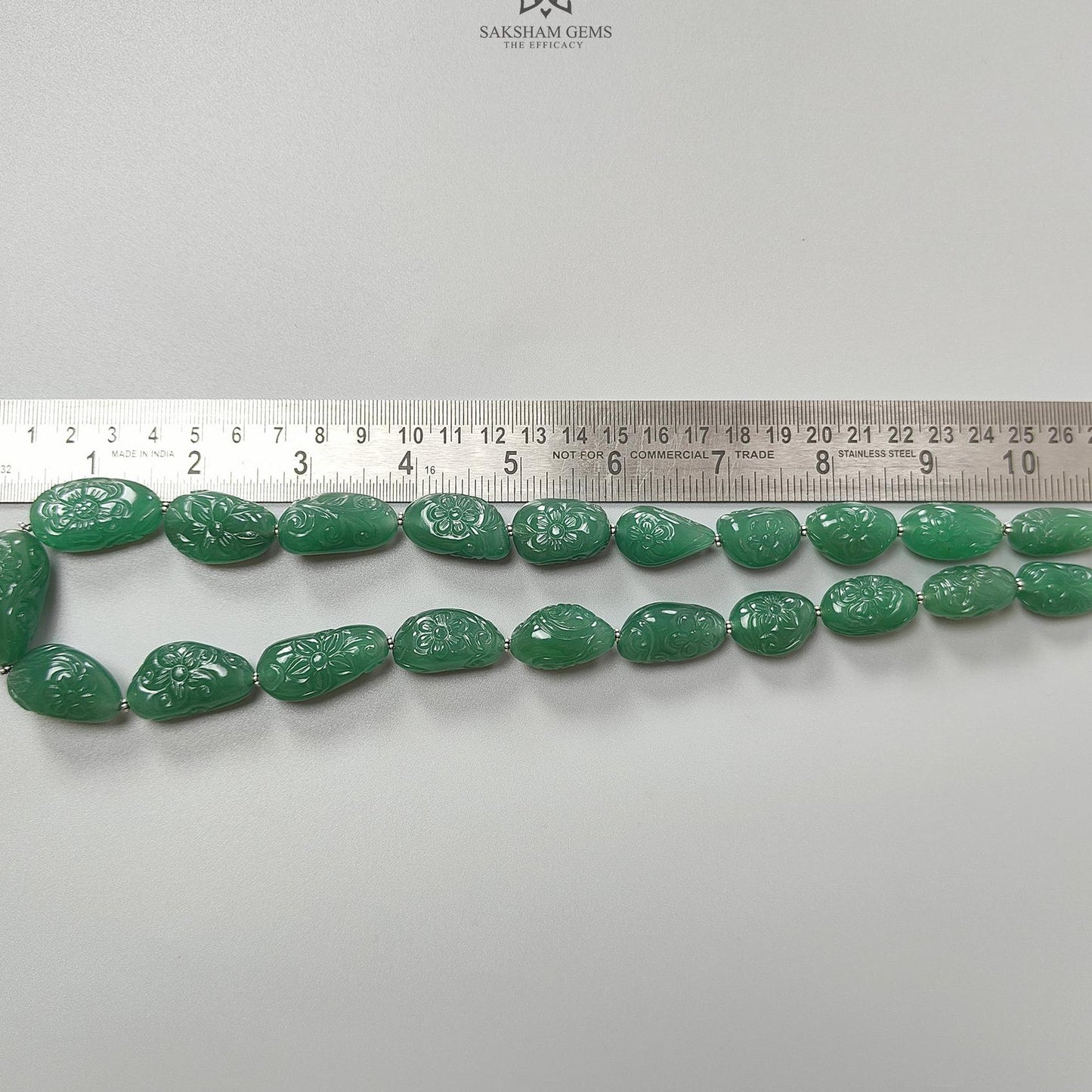 Green Quartz Carving Beads Necklace: 693.60cts Natural Untreated Quartz Shape Fancy Hand Carved 925 Sterling Silver 22*13mm - 32*17mm 22"