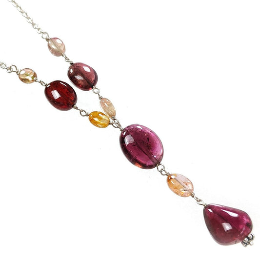 Rubellite Pink Tourmaline Beads Chain Necklace 45.50cts