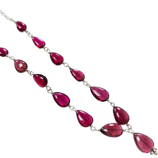 Rubellite Pink Tourmaline Beads Chain Necklace 34.50cts