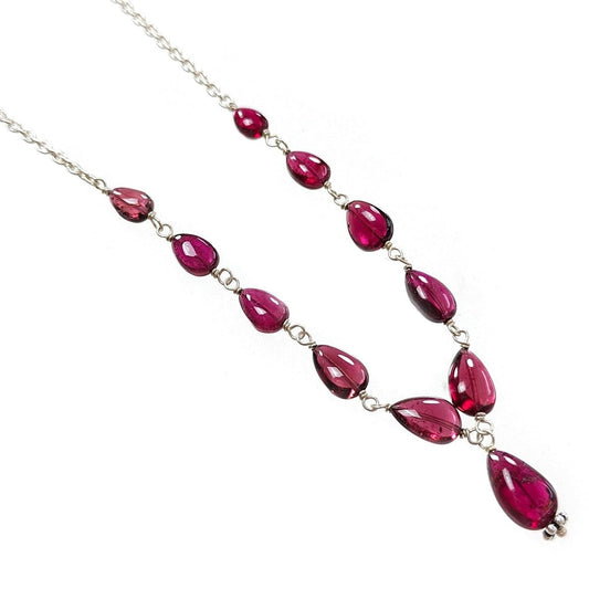 Rubellite Tourmaline Beads Chain Necklace 32.00cts