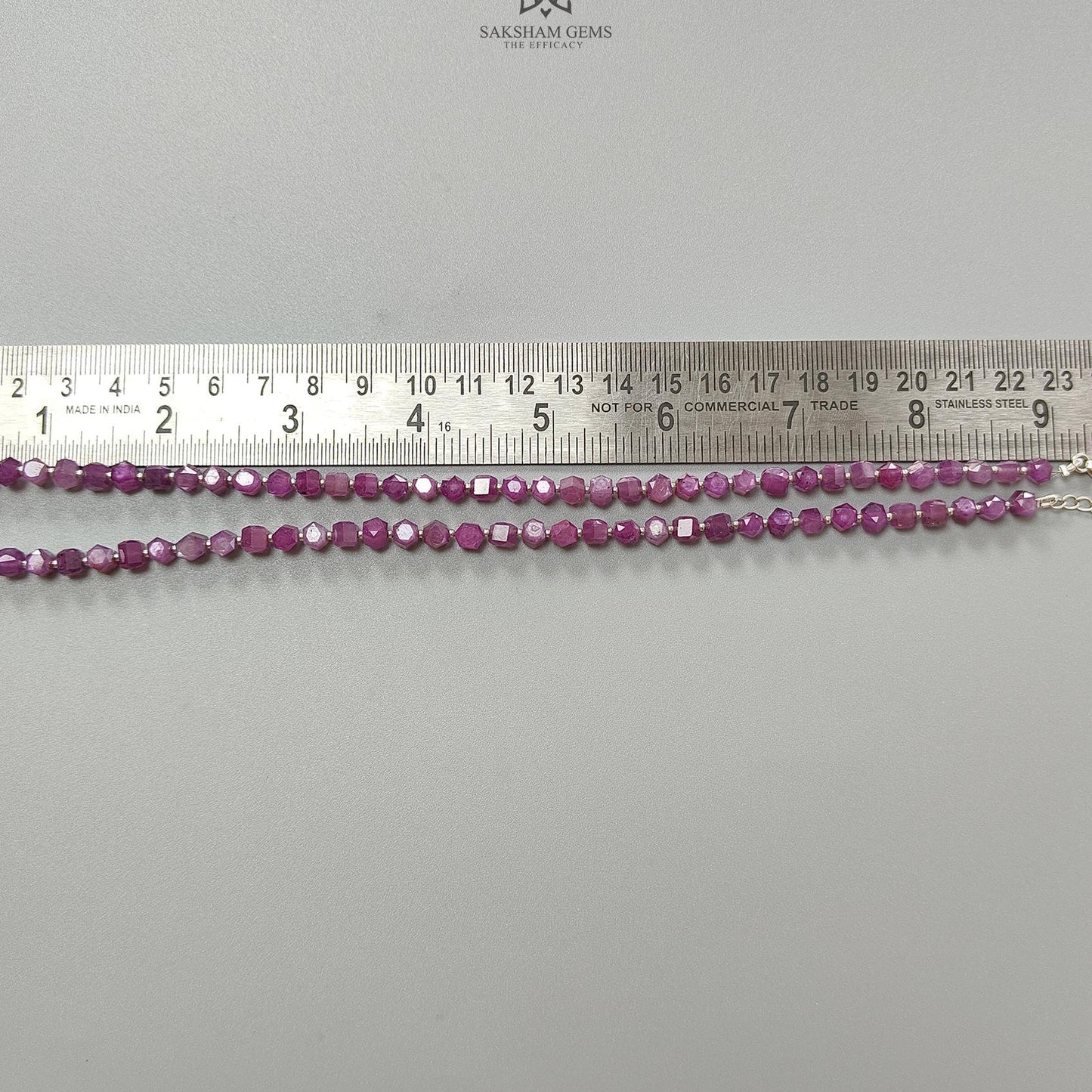 Raspberry Ruby Faceted Beads Necklace: 126.40cts Natural Untreated Ruby 925 Sterling Silver Hexagon Shape 5mm - 6.5mm 18"