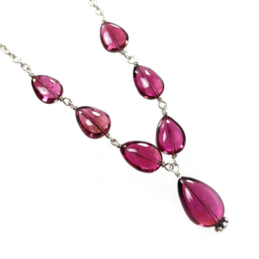 Rubellite Tourmaline Beads Chain Necklace 36.00cts