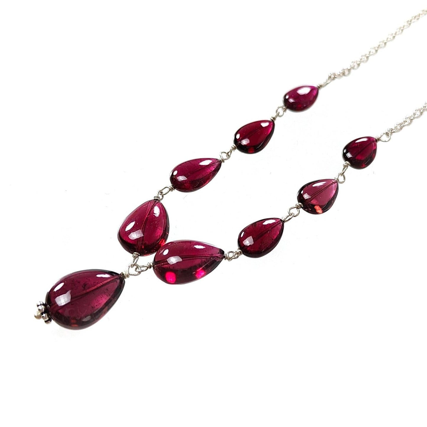 Rubellite Tourmaline Necklace: 41.50cts Natural Untreated Pink Tourmaline 925 Sterling Silver Plain Pear 20"