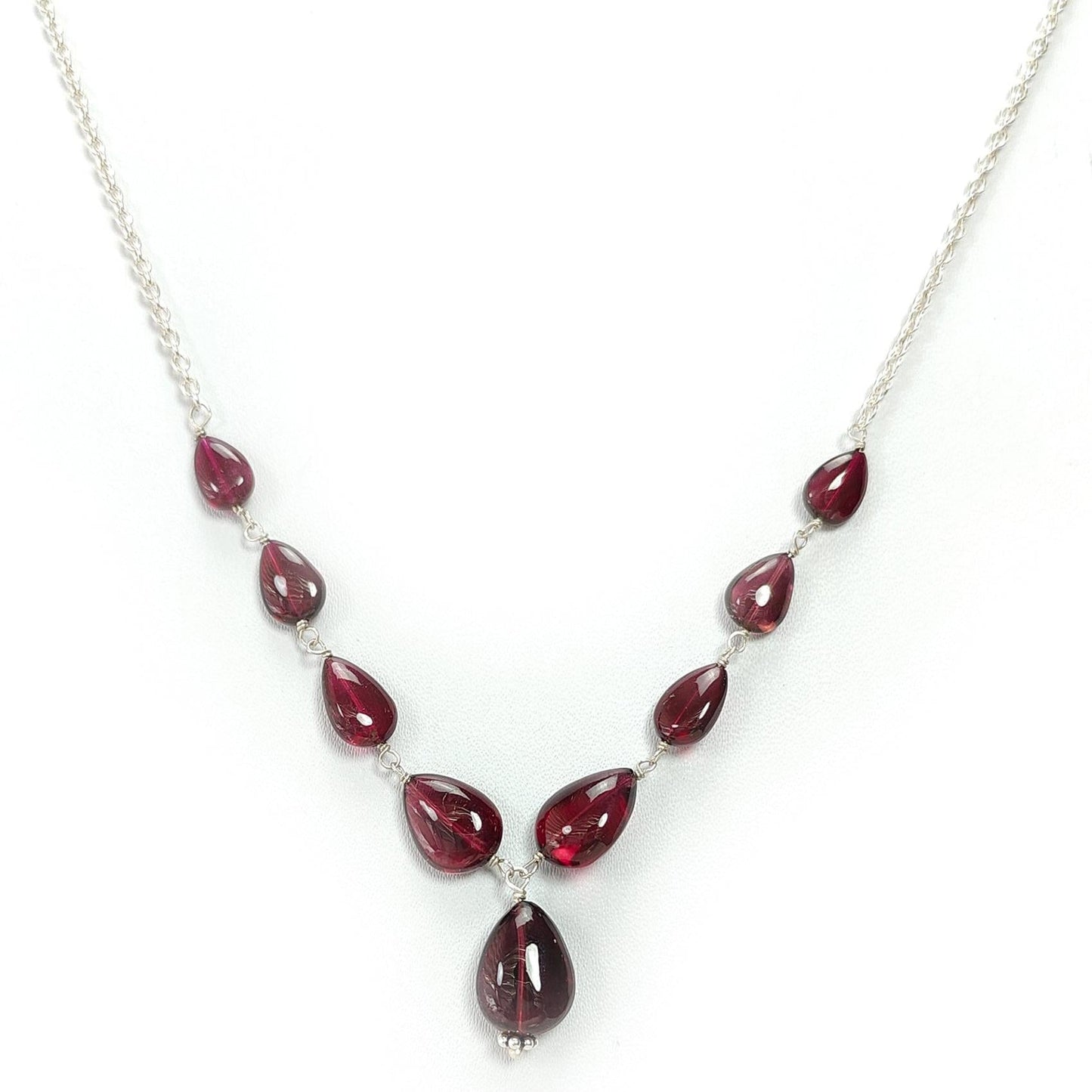 Rubellite Tourmaline Necklace: 41.50cts Natural Untreated Pink Tourmaline 925 Sterling Silver Plain Pear 20"