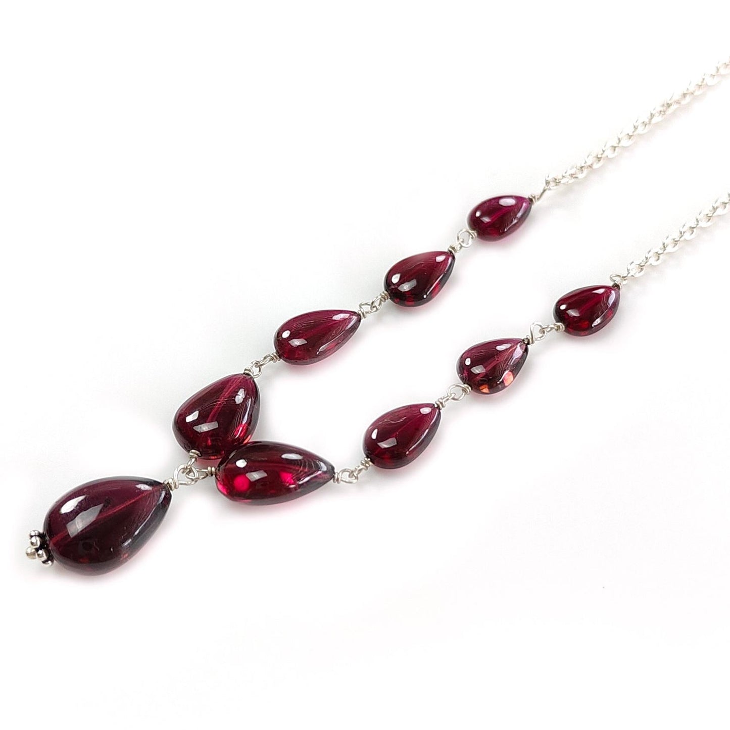 Rubellite Tourmaline Necklace: 41.50cts Natural Untreated Pink Tourmaline 925 Sterling Silver Plain Pear 20"