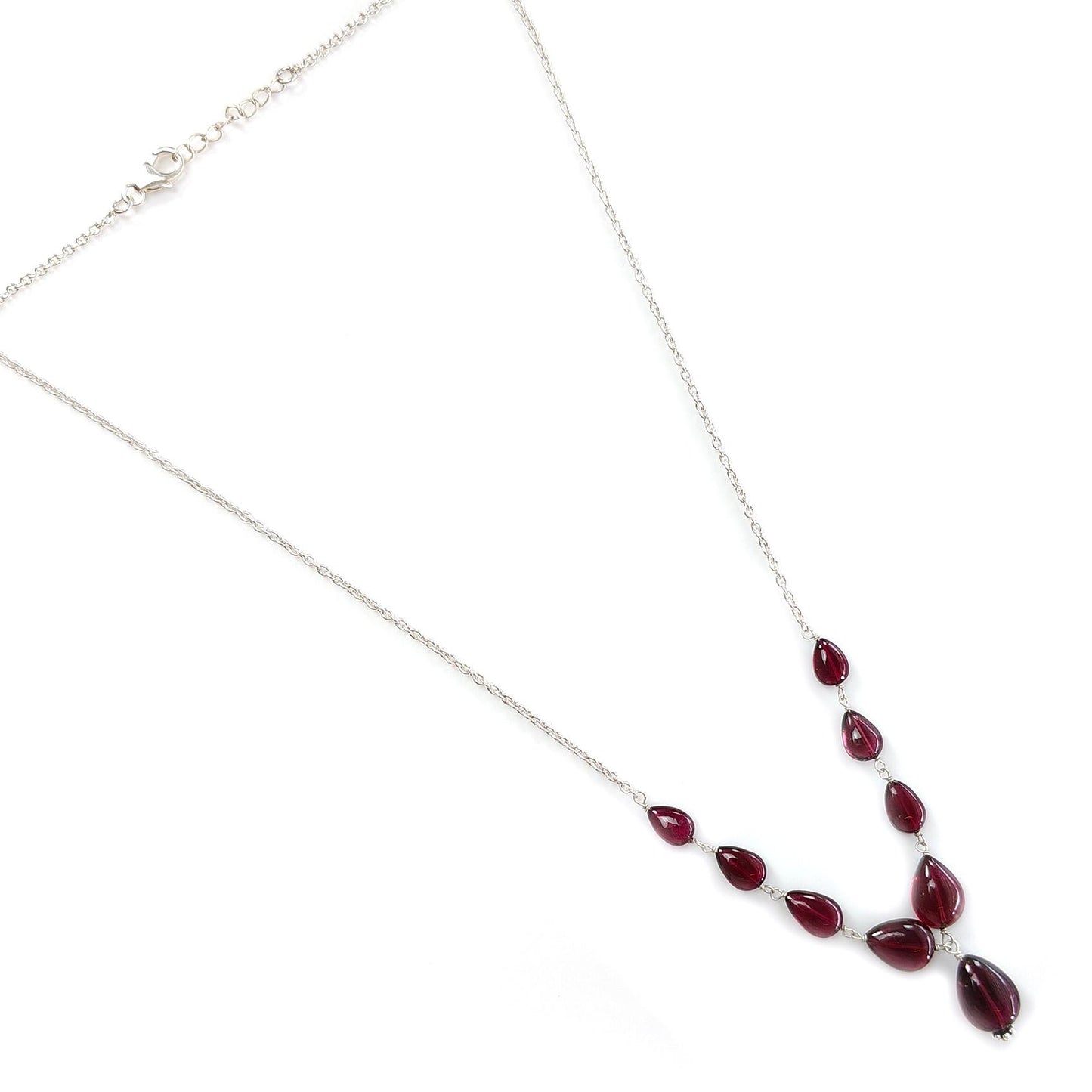 Rubellite Tourmaline Necklace: 41.50cts Natural Untreated Pink Tourmaline 925 Sterling Silver Plain Pear 20"