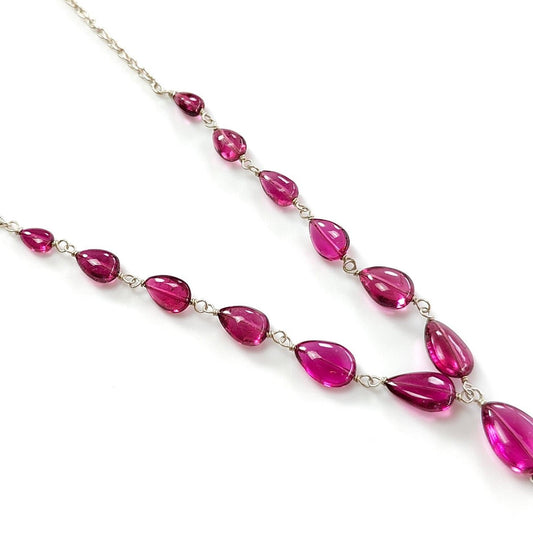 Rubellite Tourmaline Beads Chain Necklace 37.40cts