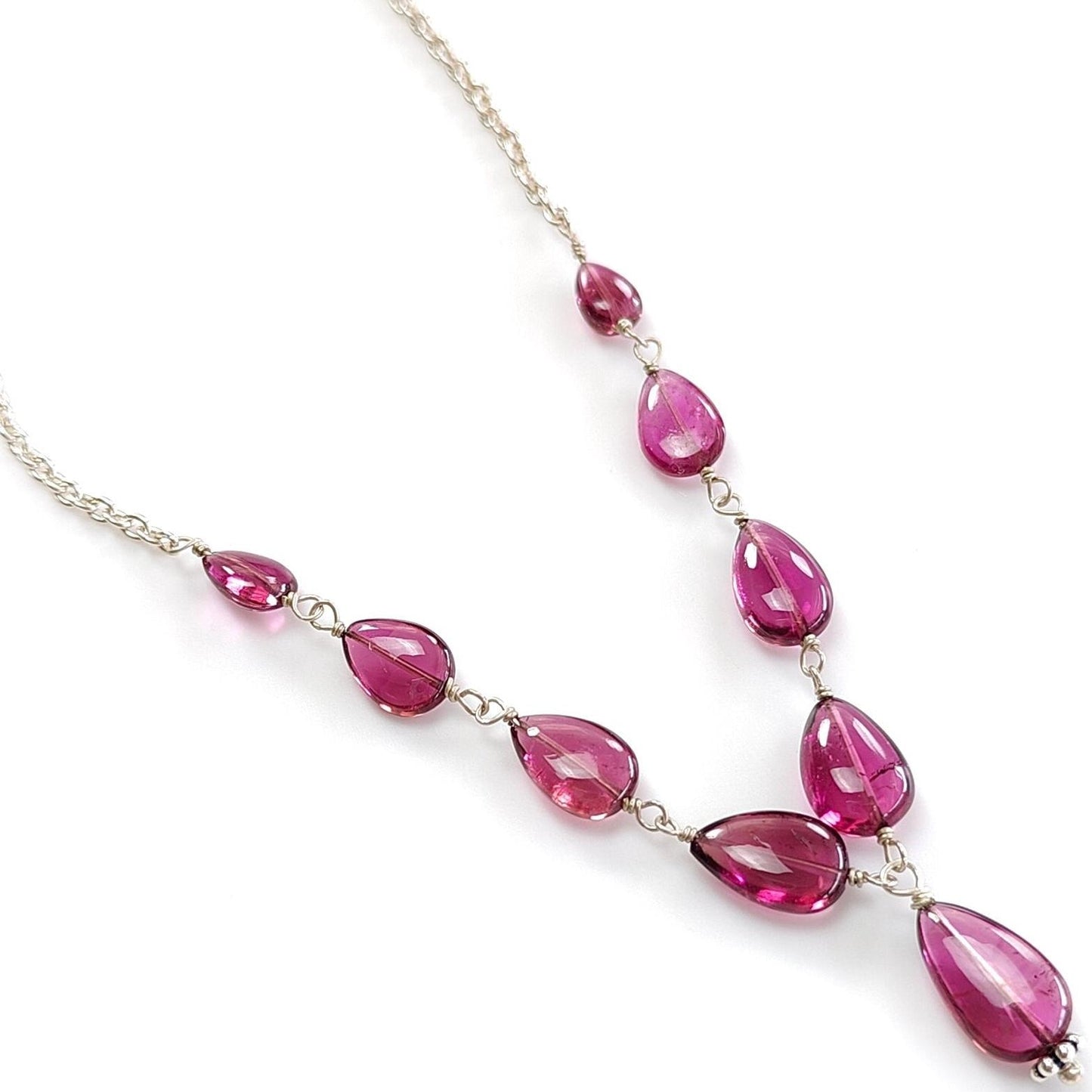 Rubellite Tourmaline Beads Chain Necklace 31.95cts