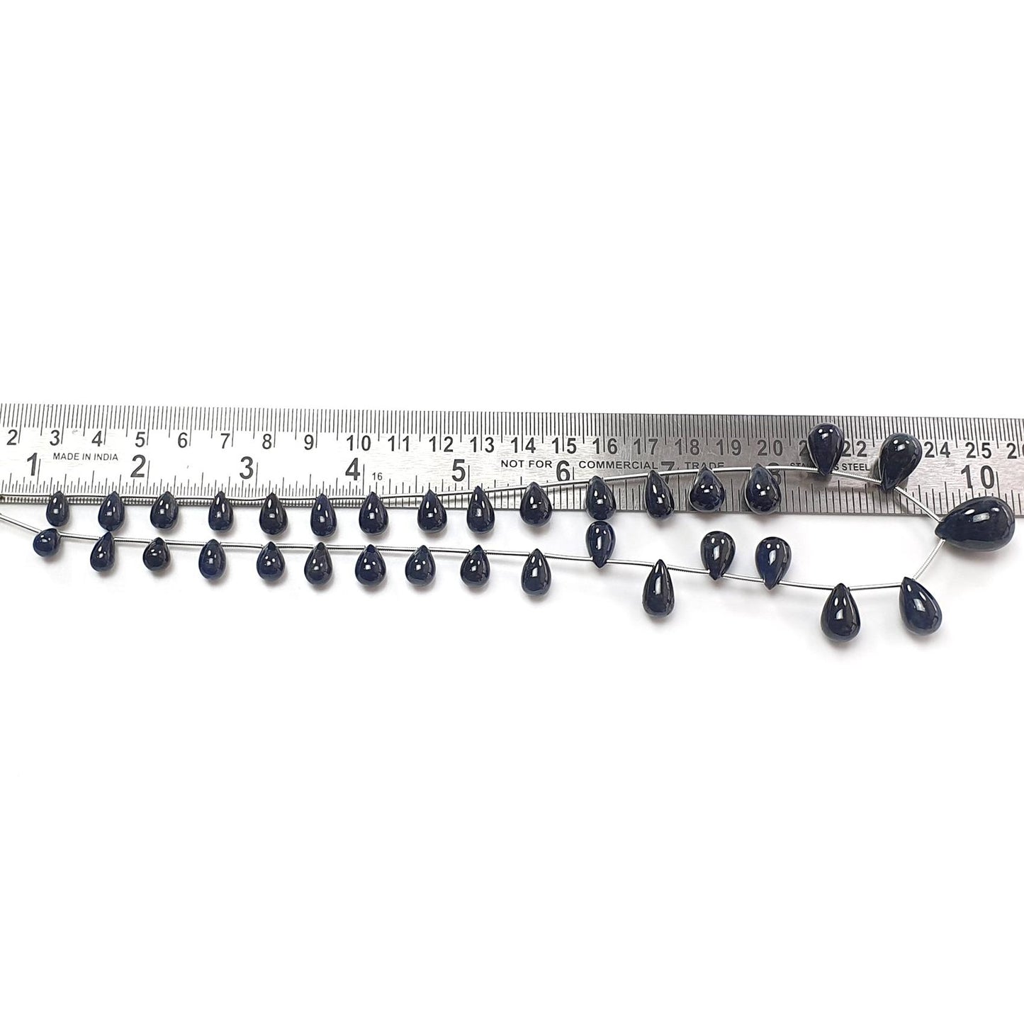 Blue Sapphire Gemstone Beads Necklace: 220.00ct Natural Untreated Sapphire Plain Teardrops 925 Sterling Silver Necklace 8mm - 18mm 20"