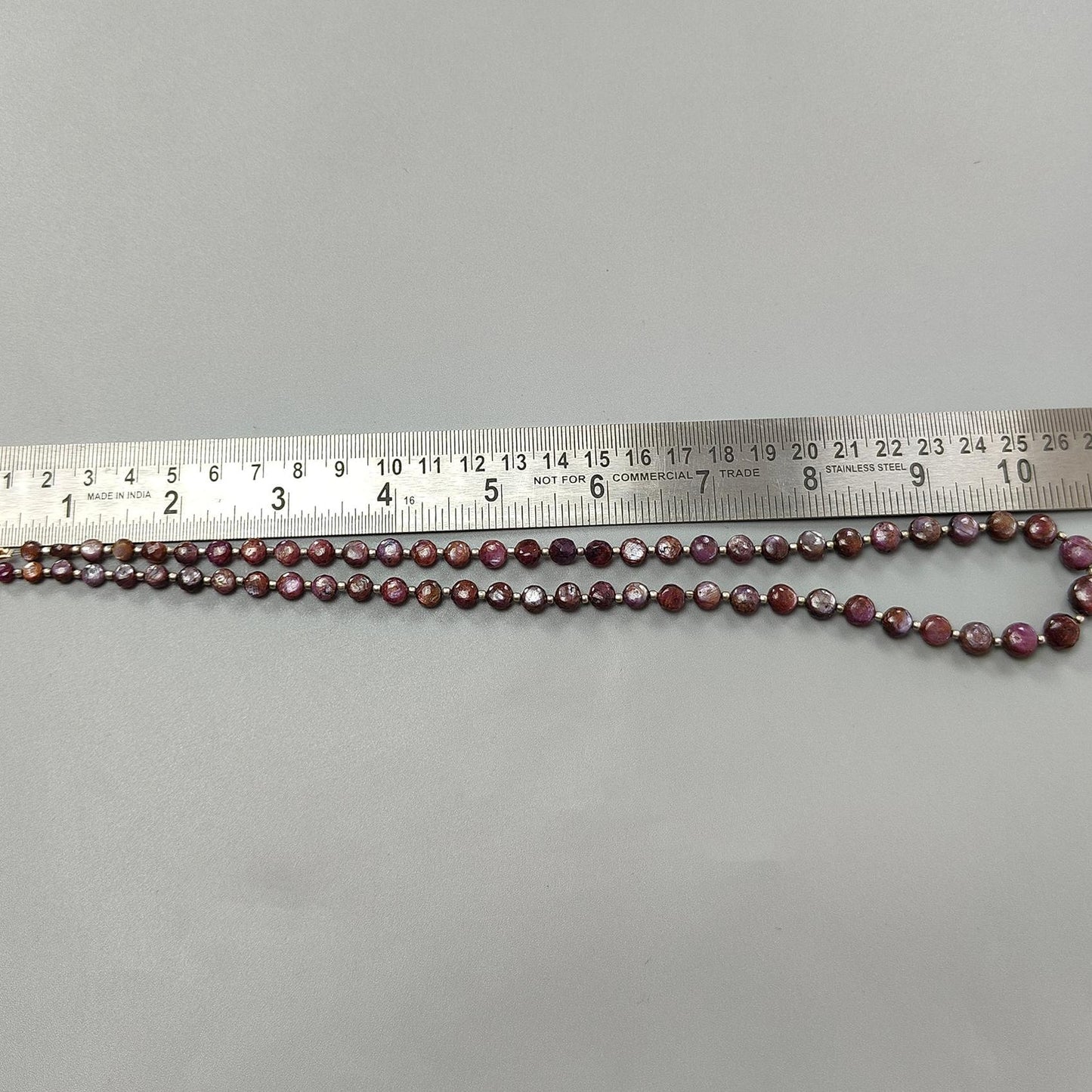 Pink Sapphire Gemstone Beads Necklace: 158.40cts Natural Untreated Raspberry Sapphire Plain Side Faceted Round Brass Necklace 5mm - 9mm 21"