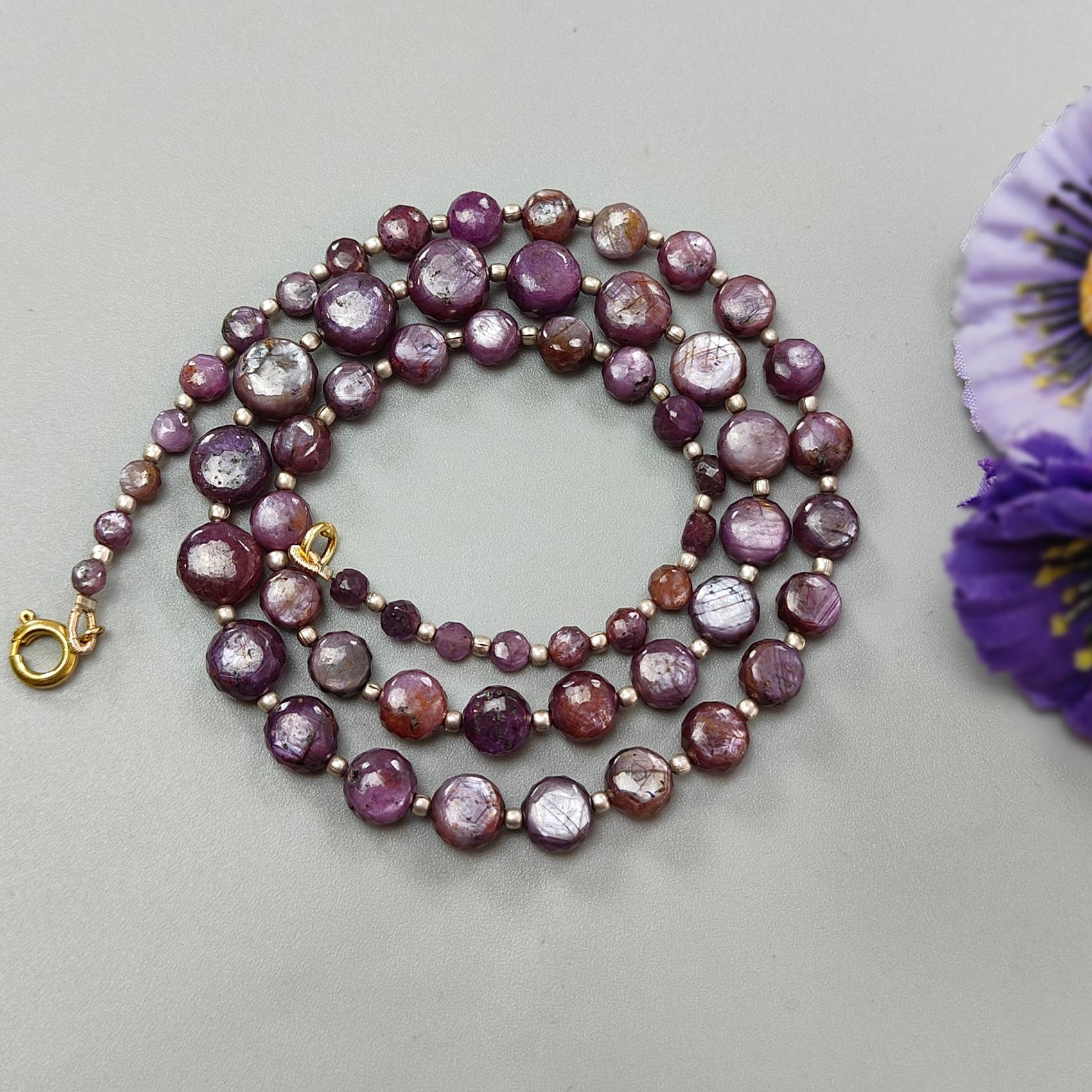 Pink Sapphire Beads Necklace