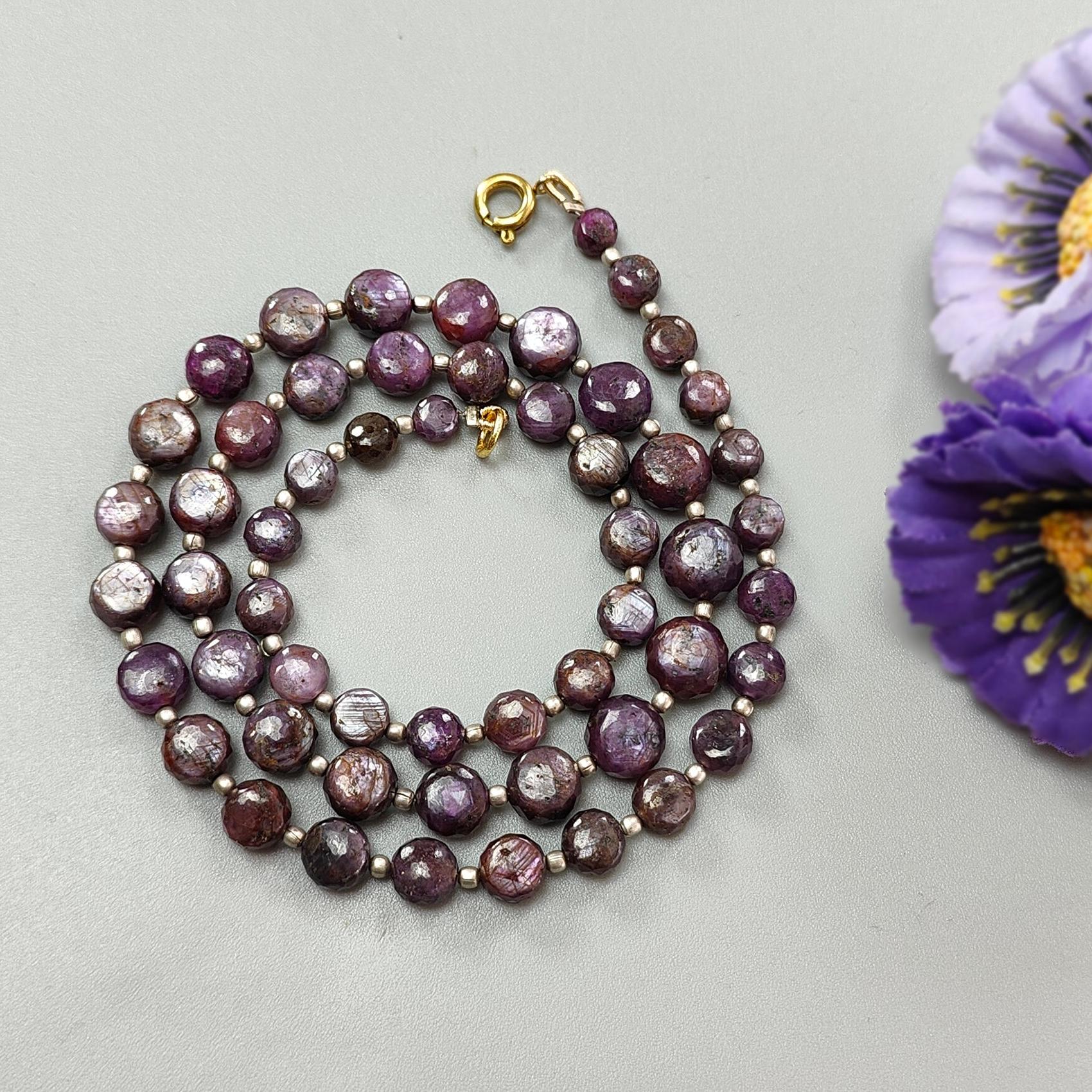 Pink Sapphire Beads Necklace