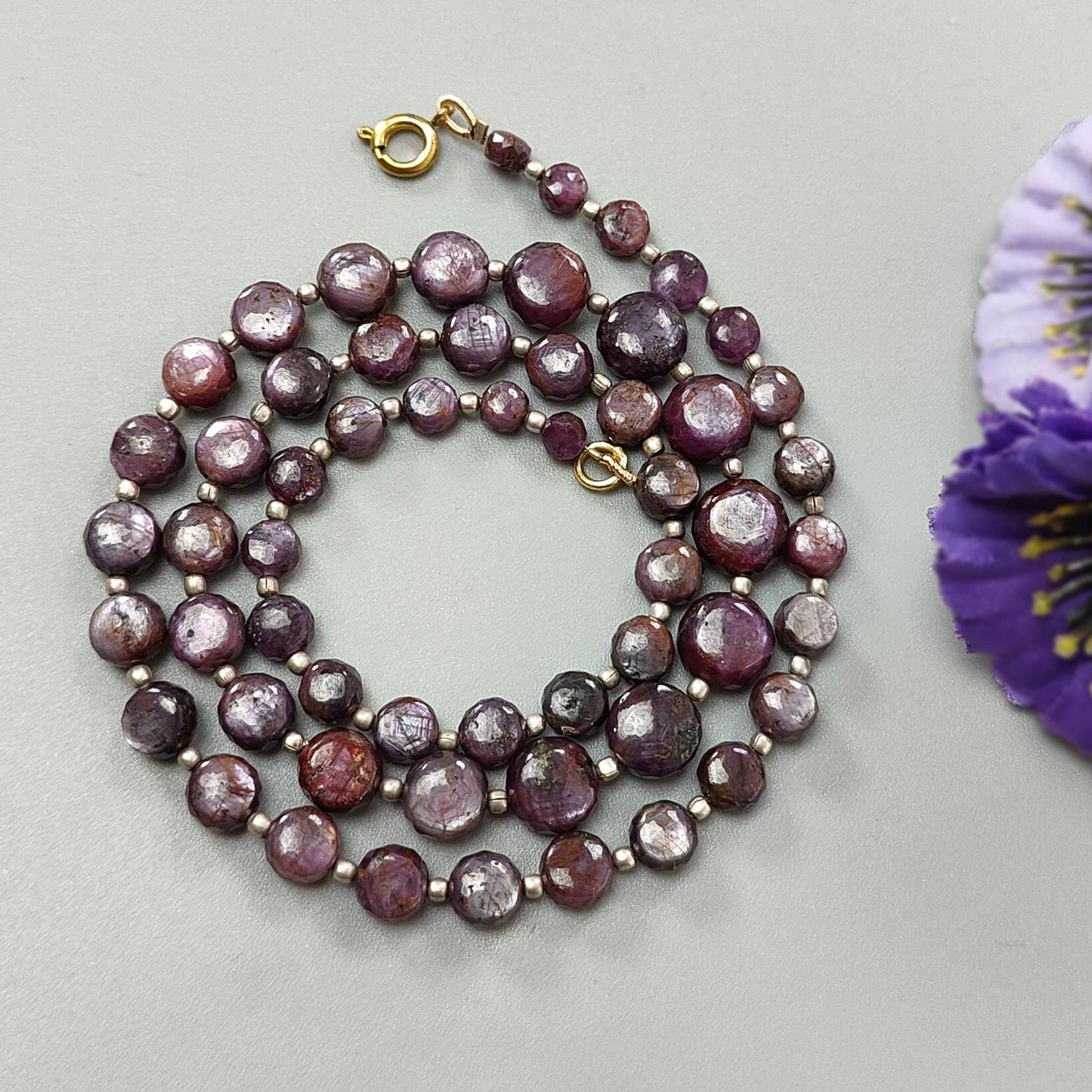 Pink Sapphire Beads Necklace