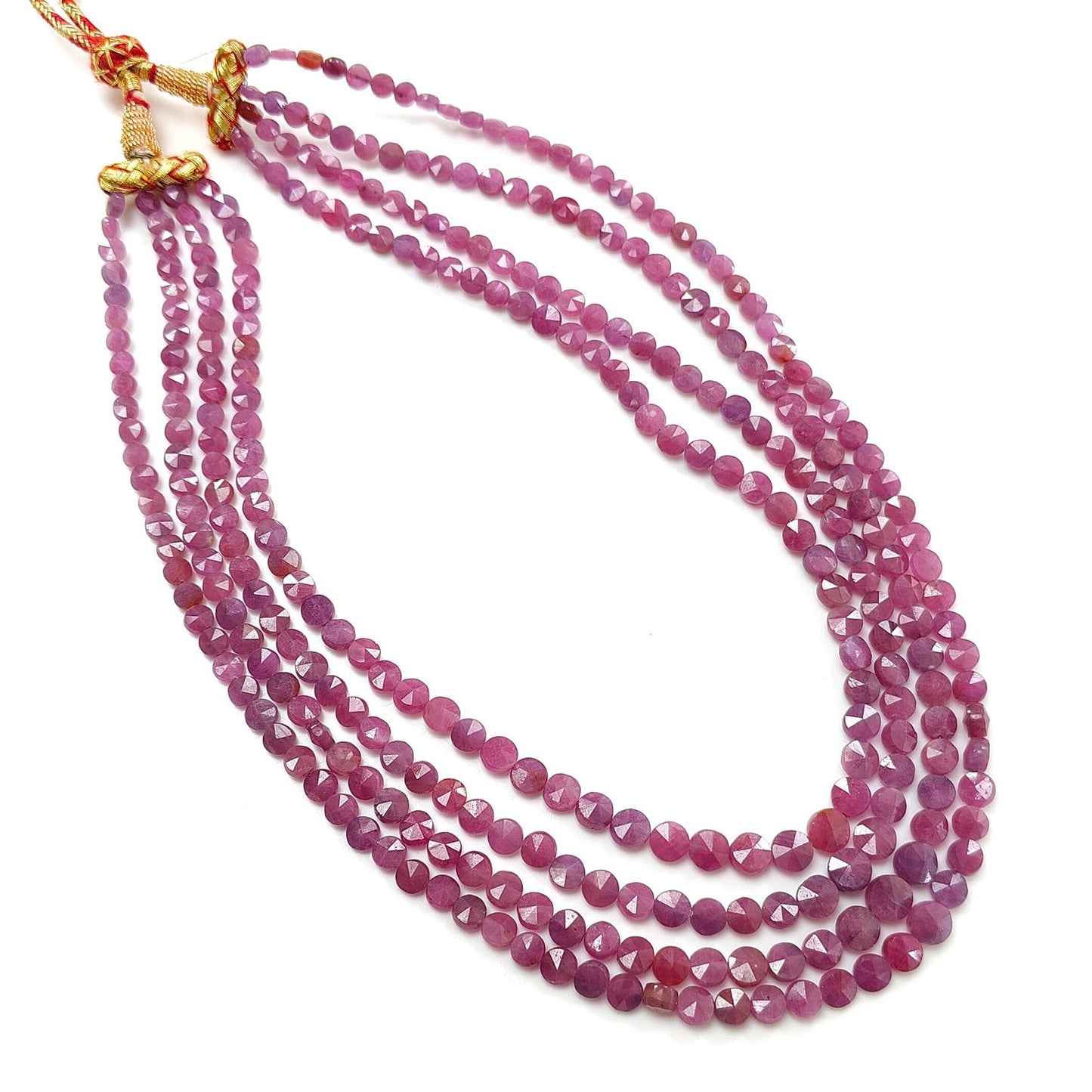 Pink Ruby Faceted Beads Necklace: 472.00cts Natural Untreated Ruby Gemstone Both Side Faceted Round Necklace 5mm - 8mm, 16" - 20"