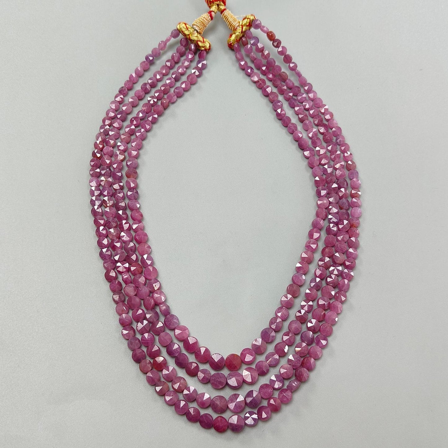 Pink Ruby Faceted Beads Necklace: 472.00cts Natural Untreated Ruby Gemstone Both Side Faceted Round Necklace 5mm - 8mm, 16" - 20"