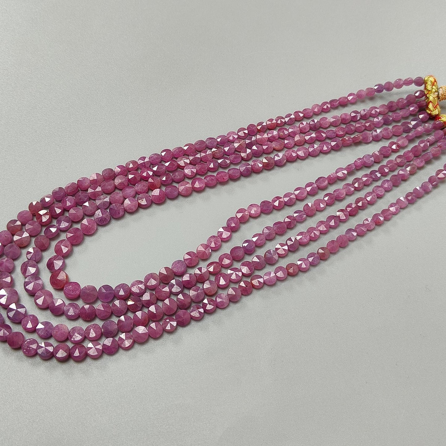 Pink Ruby Faceted Beads Necklace: 472.00cts Natural Untreated Ruby Gemstone Both Side Faceted Round Necklace 5mm - 8mm, 16" - 20"