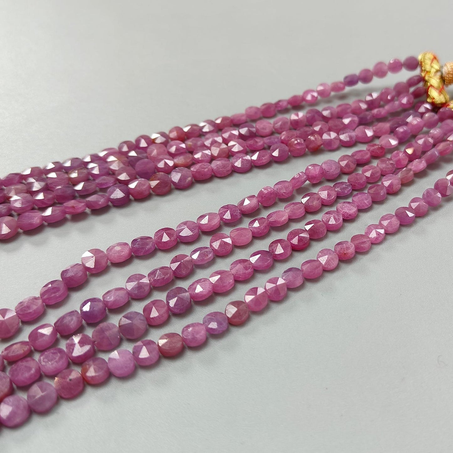 Pink Ruby Faceted Beads Necklace: 472.00cts Natural Untreated Ruby Gemstone Both Side Faceted Round Necklace 5mm - 8mm, 16" - 20"
