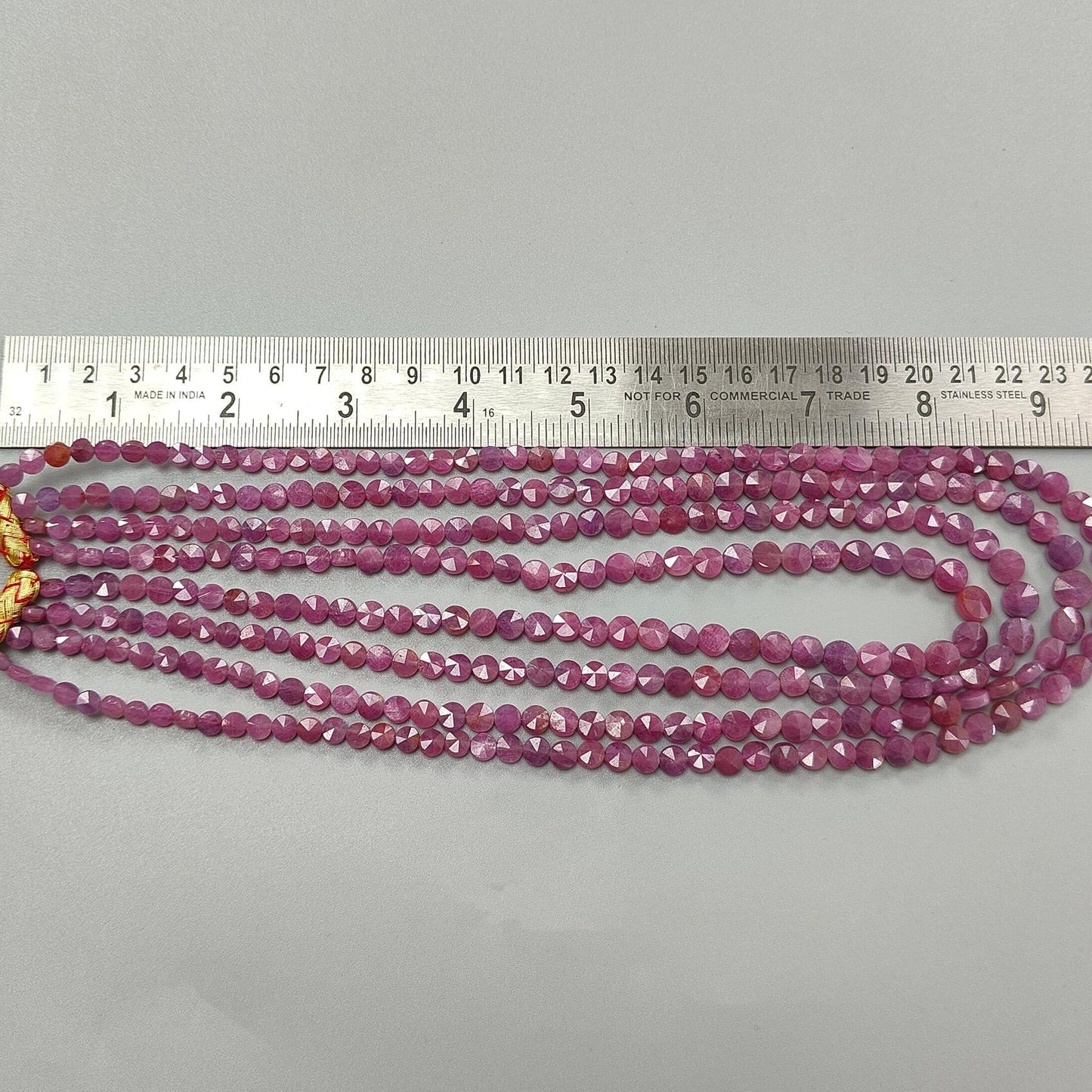 Pink Ruby Faceted Beads Necklace: 472.00cts Natural Untreated Ruby Gemstone Both Side Faceted Round Necklace 5mm - 8mm, 16" - 20"