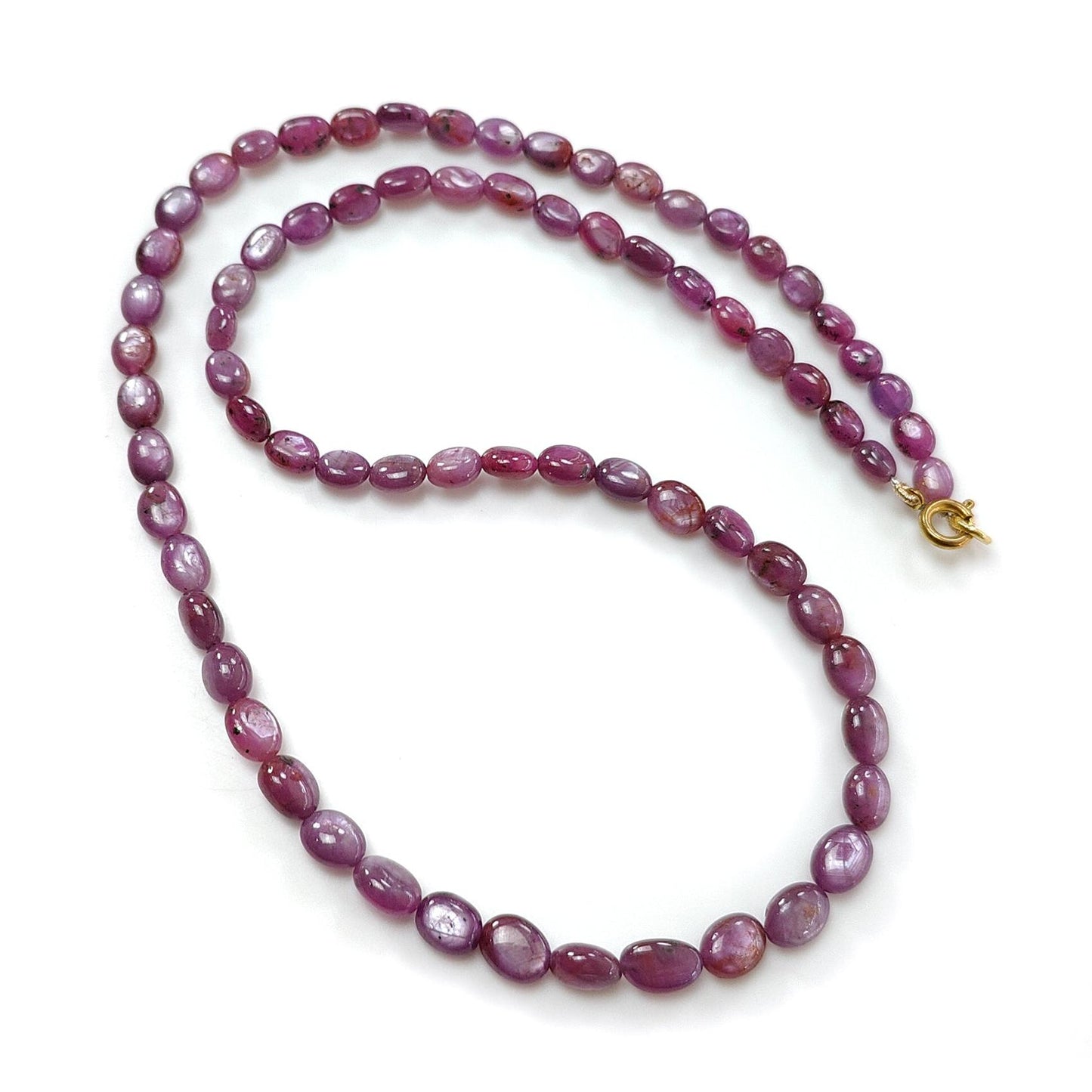 Pink Sapphire Gemstone Beads Necklace: 131.40cts Natural Untreated Raspberry Sheen Sapphire Plain Oval Brass Necklace 6*5mm - 9*7mm 20"