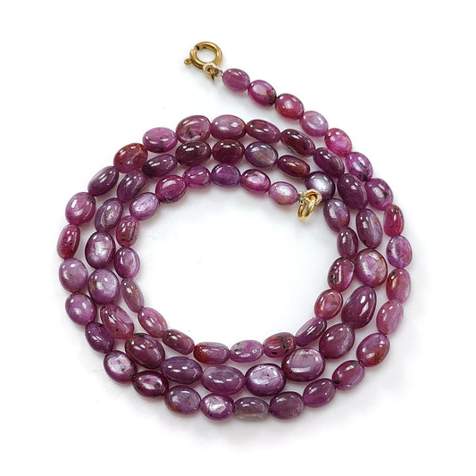 Pink Sapphire Smooth Beads Necklace