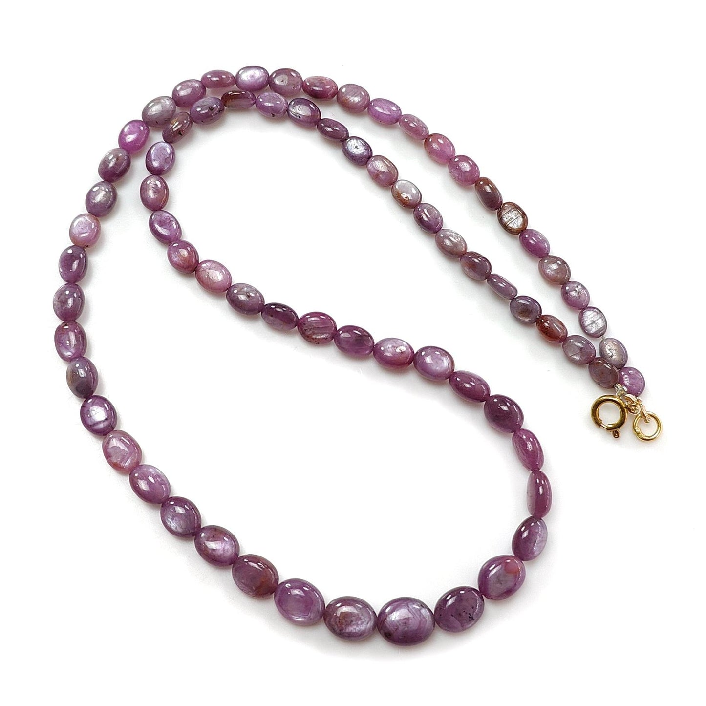 Pink Sapphire Gemstone Beads Necklace: 145.40cts Natural Untreated Raspberry Sheen Sapphire Plain Oval Brass Necklace 6*5mm - 10*8mm 20"