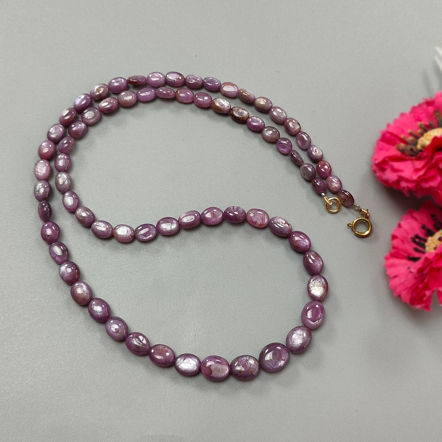 Pink Sapphire Beads Necklace