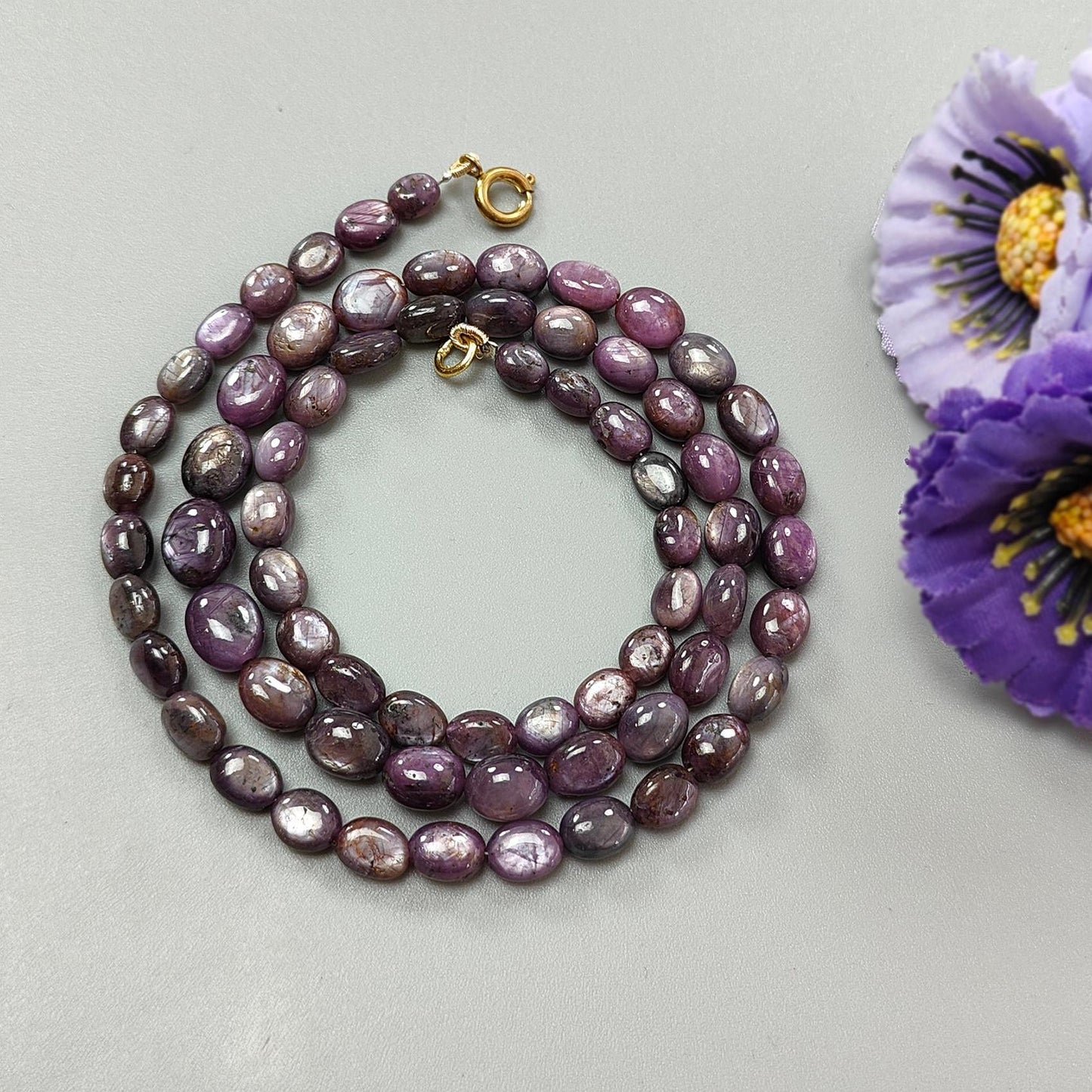 Pink Sapphire Gemstone Beads Necklace: 149.60cts Natural Untreated Raspberry Sheen Sapphire Plain Oval Brass Necklace 6*5mm - 9*8mm 20"