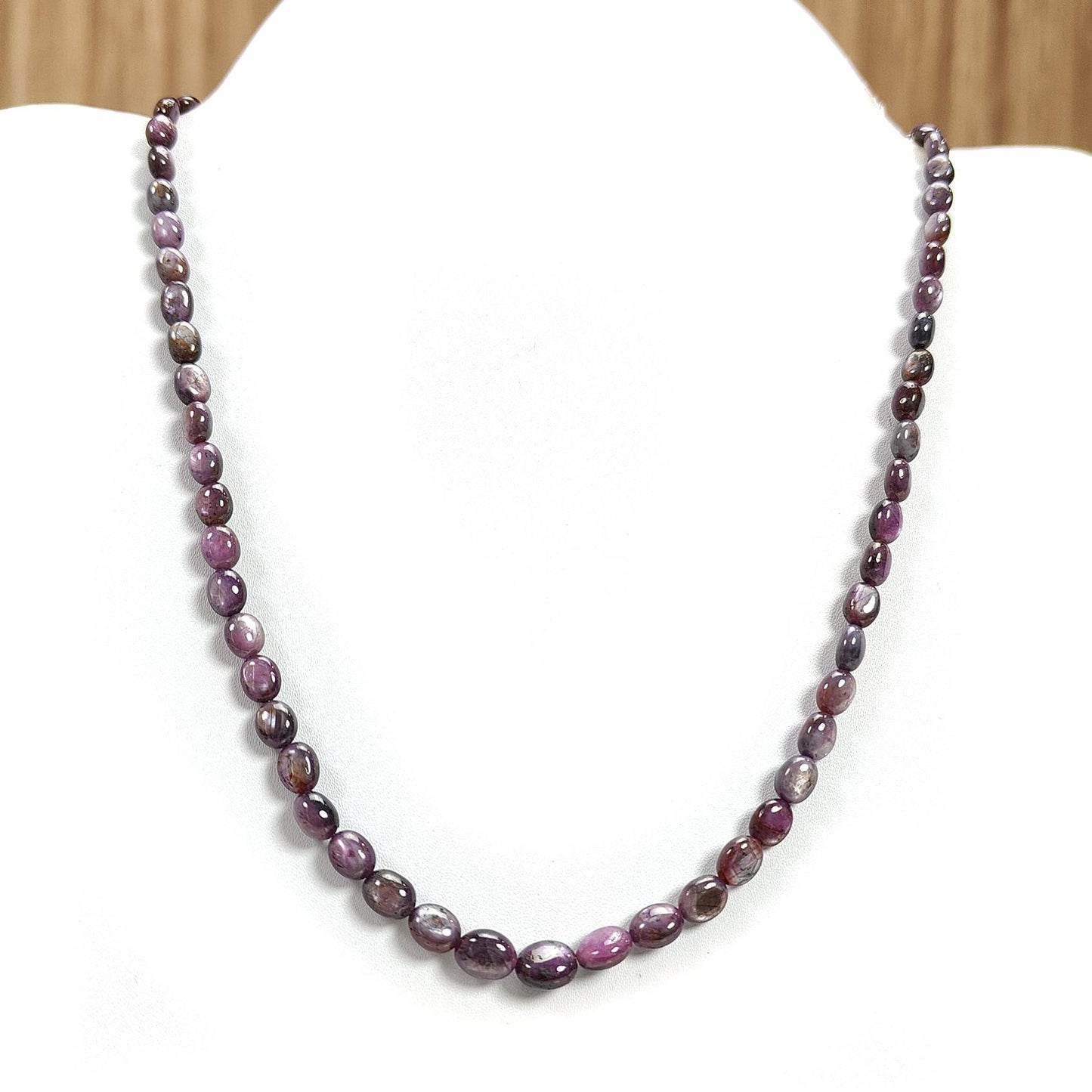 Pink Sapphire Gemstone Beads Necklace: 149.60cts Natural Untreated Raspberry Sheen Sapphire Plain Oval Brass Necklace 6*5mm - 9*8mm 20"