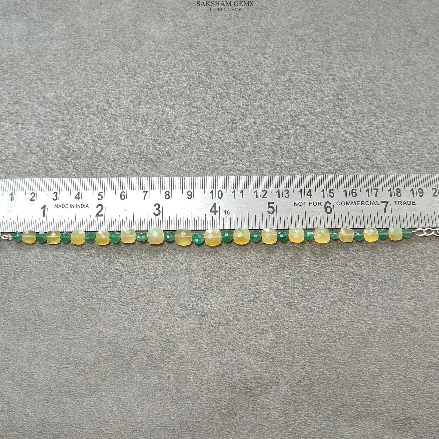 Opal & Quartz Beads Bracelet : 4.38gms 925 Sterling Silver Yellow Opal And Green Quartz Gemstone Briolette Cushion Checker Cut Bracelet 8"