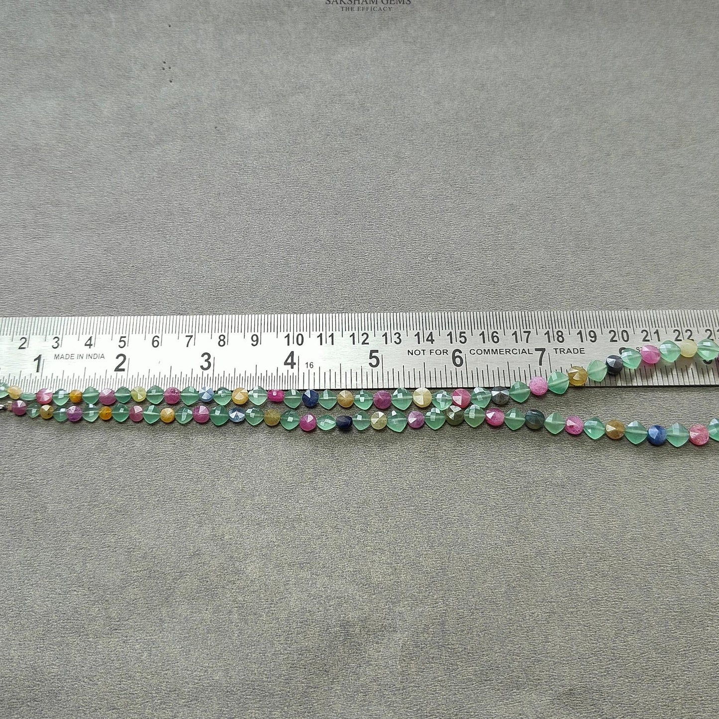 Sapphire & Quartz Beads Necklace :13.86gms 925 Sterling Silver Multi Sapphire Green Quartz Briolette Faceted Round Cushion Necklace 18"