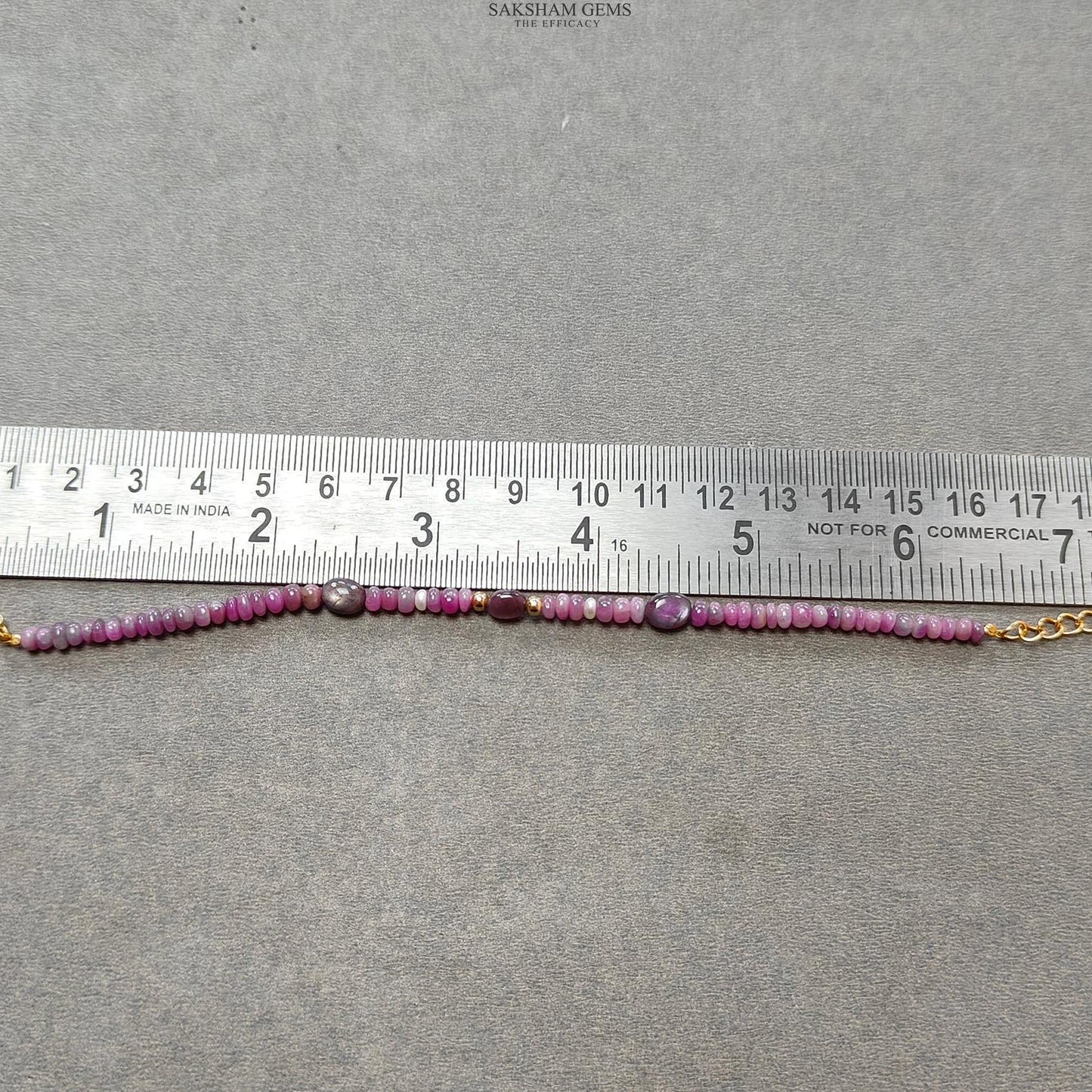 Ruby & Pearl Gemstone Beads Bracelet : 5.71gms Natural Untreated Ruby Plain Round Oval Shape Beaded Brass Bracelet 7.5"