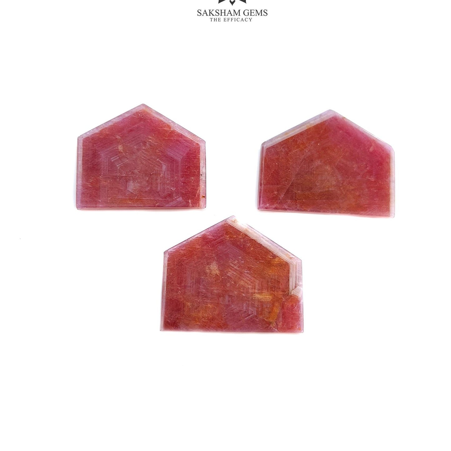 Rosemary Sapphire Gemstone Flat Slices : 84.00cts Natural Untreated Pink Sheen Sapphire Uneven Shape 21*25mm - 22*27mm 3pcs