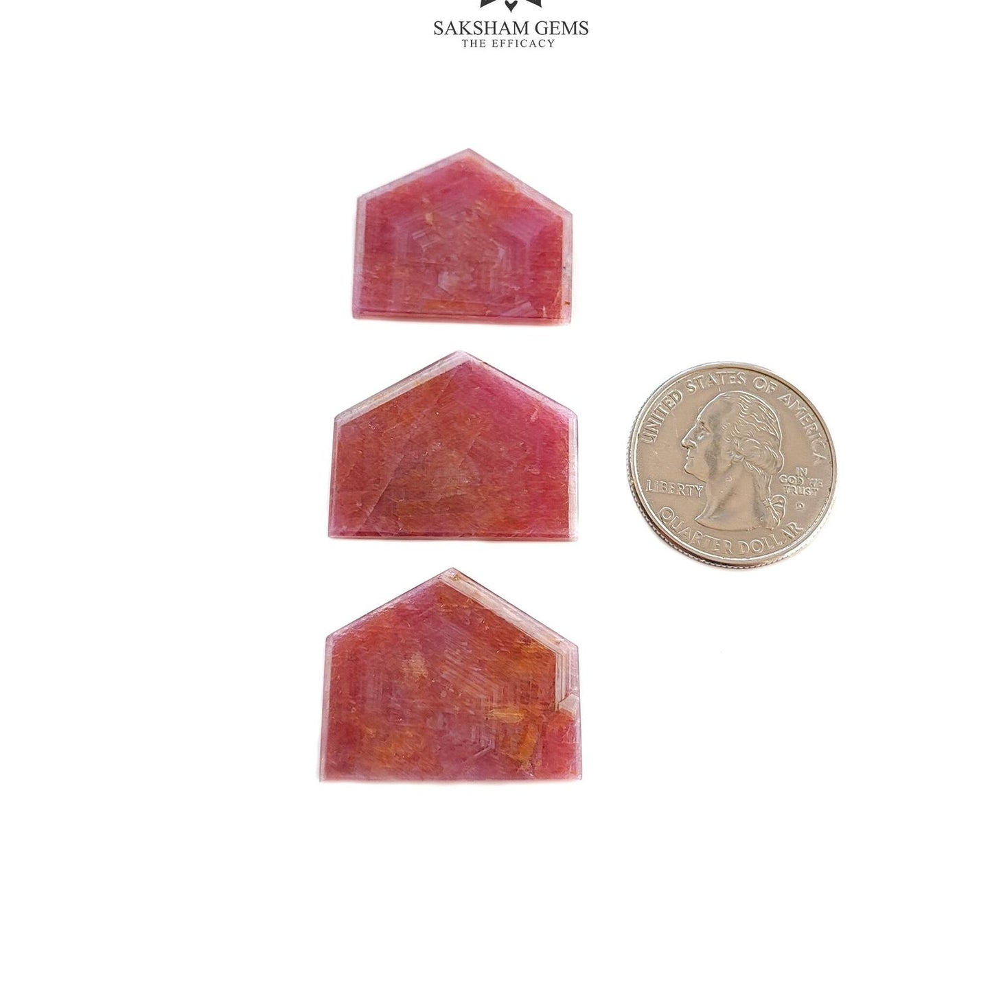 Rosemary Sapphire Gemstone Flat Slices : 84.00cts Natural Untreated Pink Sheen Sapphire Uneven Shape 21*25mm - 22*27mm 3pcs