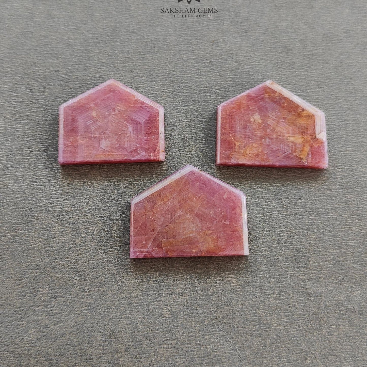 Rosemary Sapphire Gemstone Flat Slices : 84.00cts Natural Untreated Pink Sheen Sapphire Uneven Shape 21*25mm - 22*27mm 3pcs
