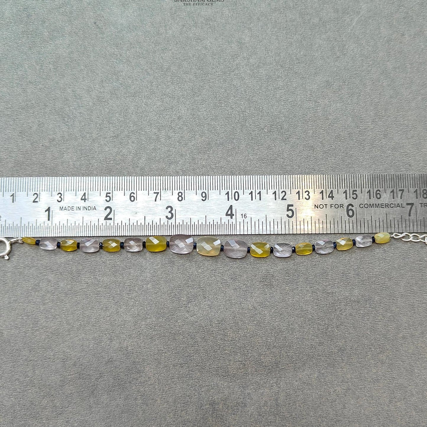 Opal & Morganite Beads Bracelet : 4.87gms 925 Sterling Silver Yellow Opal And Pink Morganite Gemstone Briolette Cushion Checker Cut 7"