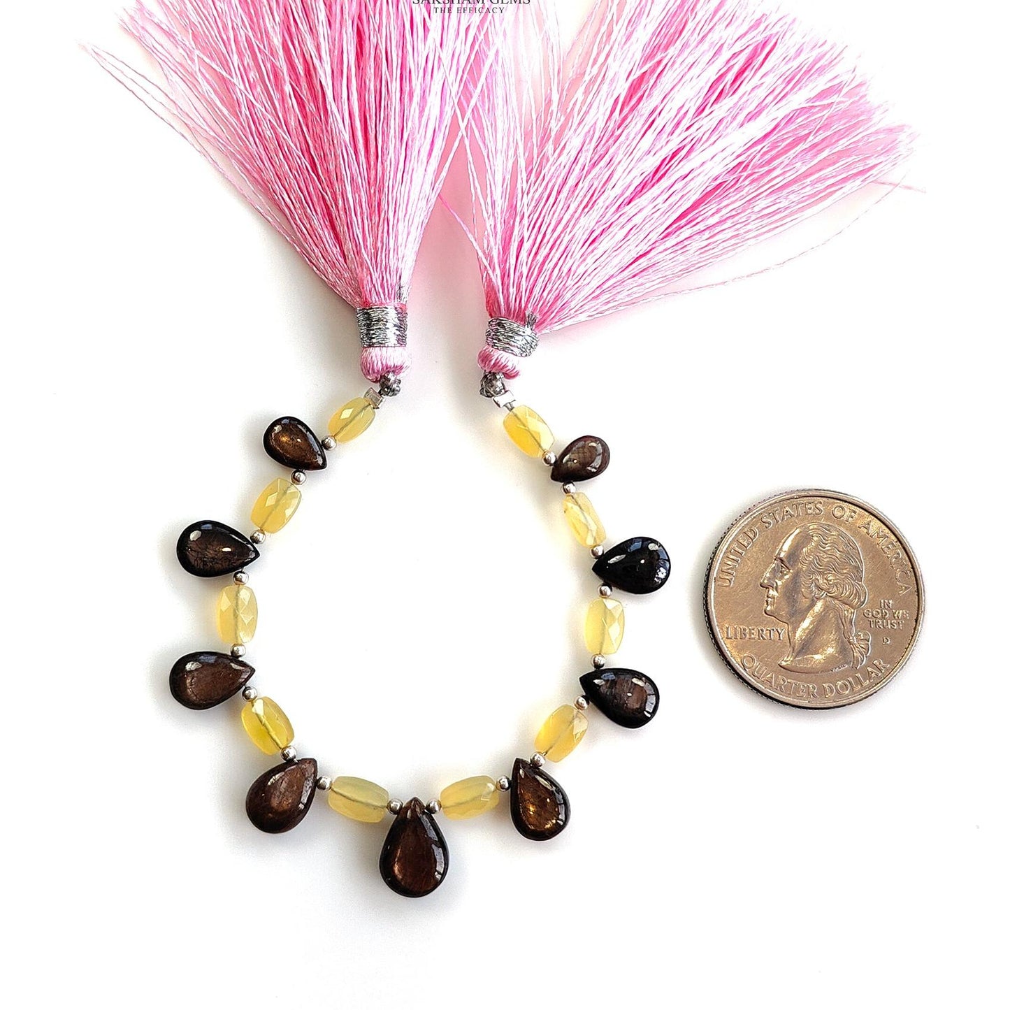 Chocolate Sapphire & Opal Gemstone Checker Cut Cabochon Loose Beads : 24.00cts Natural Cushion Pear Shape Faceted Beads 5.5*4mm - 10.5*7.5mm