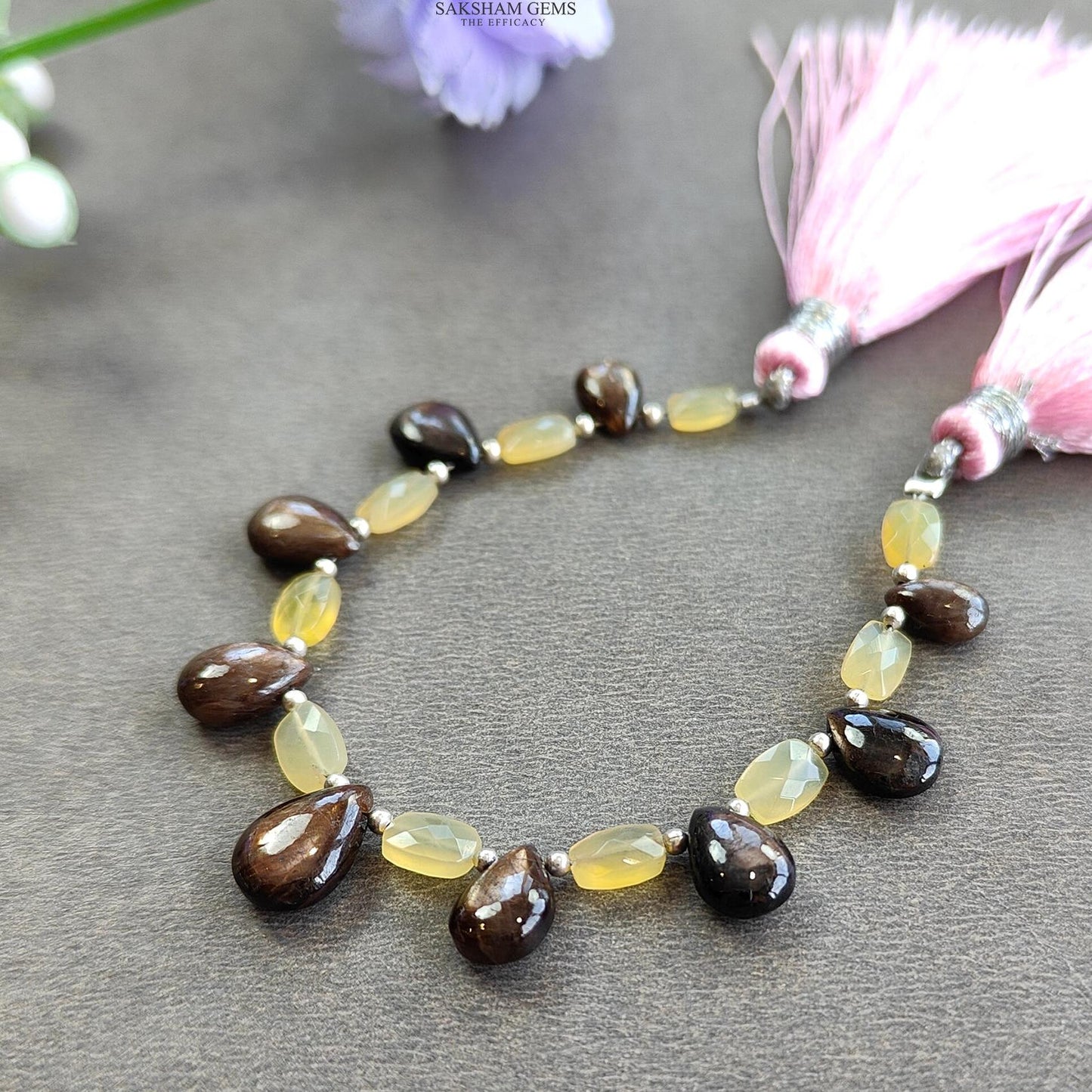 Chocolate Sapphire & Opal Gemstone Checker Cut Cabochon Loose Beads : 24.00cts Natural Cushion Pear Shape Faceted Beads 5.5*4mm - 10.5*7.5mm