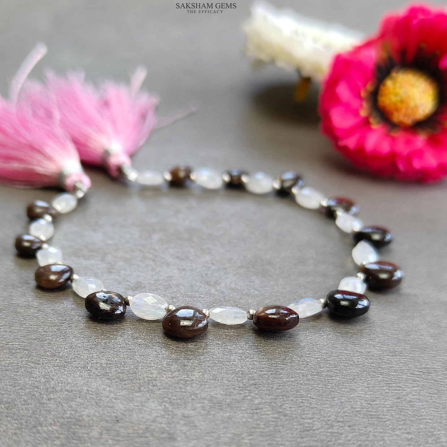 Chocolate Sapphire & Moonstone Gemstone Checker Cut Cabochon Loose Beads : 31.00cts Natural Cushion Triangle Faceted Beads 5.5*4mm - 7mm