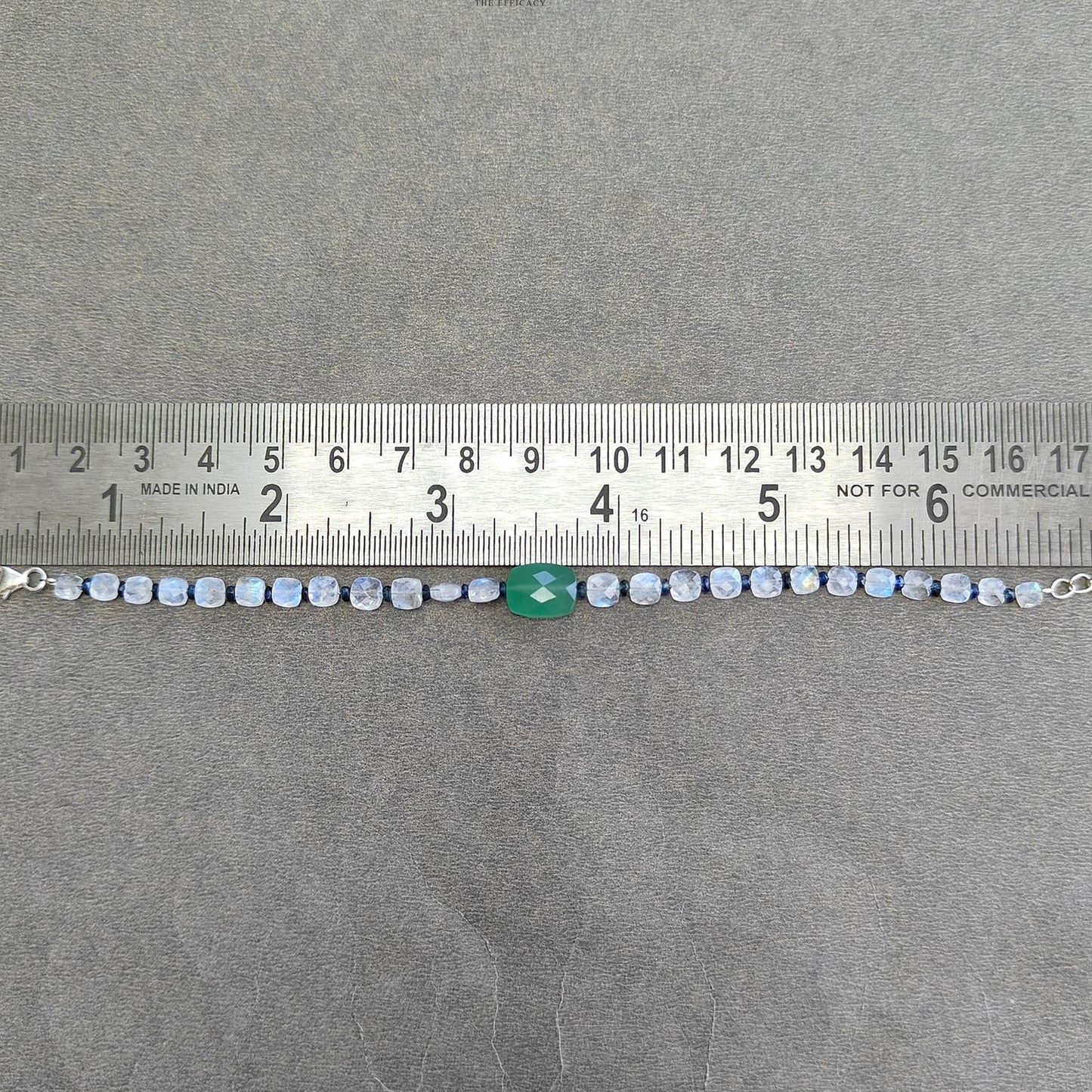 Gemstone Beads Bracelet : 3.56gms Green Quartz Rainbow Moonstone Blue Sapphire 925 Sterling Sliver Beaded Bracelet Briolette Checker Cut 7"