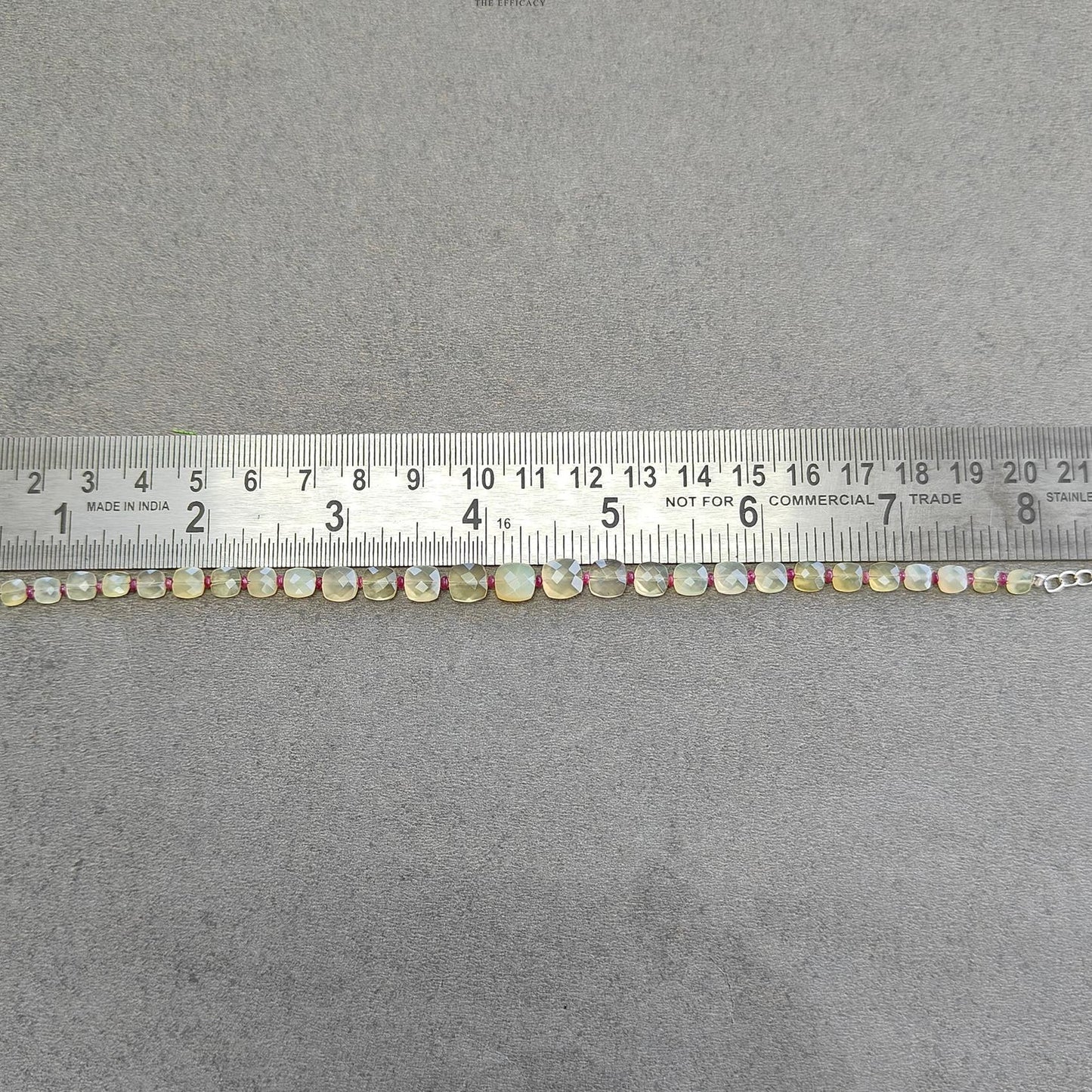 Opal & Ruby Beads Bracelet : 4.10gms 925 Sterling Silver Yellow Opal And Red Ruby Gemstone Briolette Cushion Checker Cut 8"