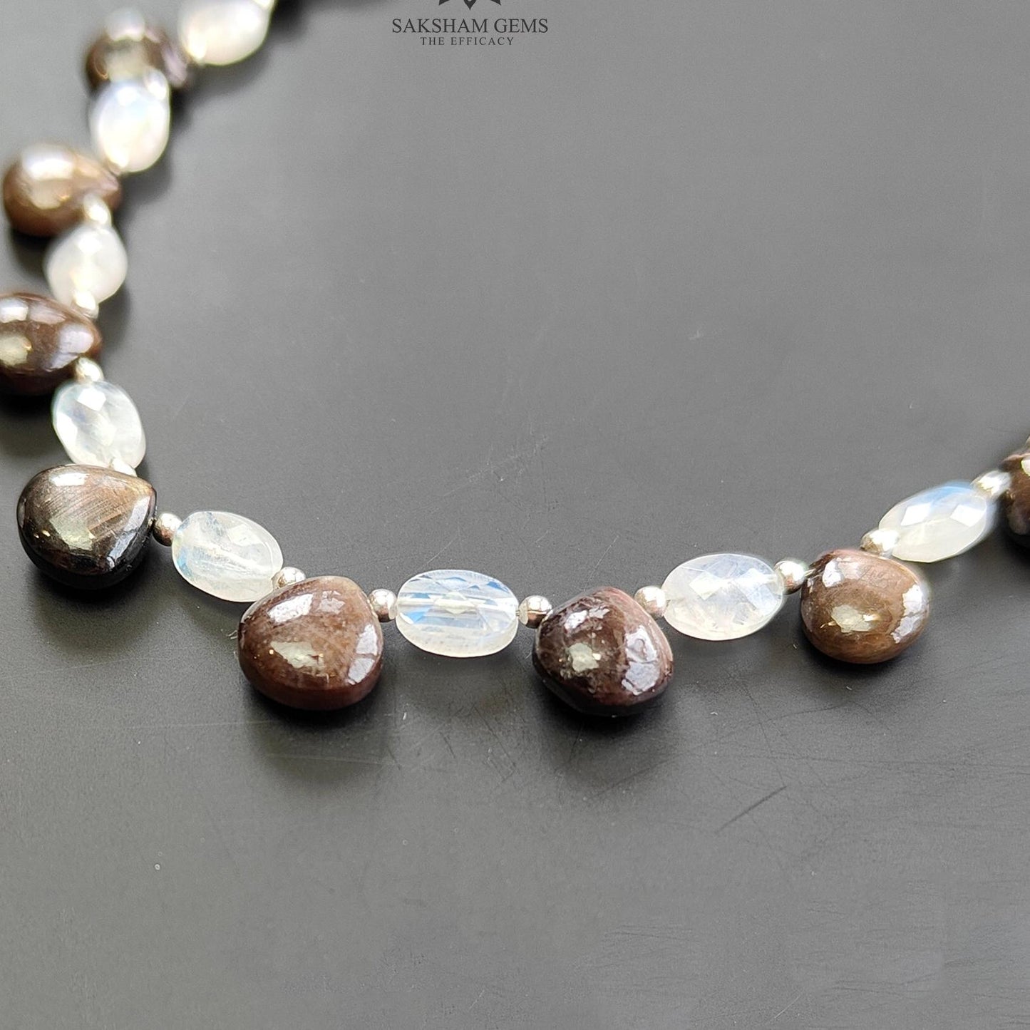 Chocolate Sapphire & Moonstone Gemstone Checker Cut Cabochon Loose Beads : 31.00cts Natural Cushion Triangle Faceted Beads 5.5*4mm - 7mm