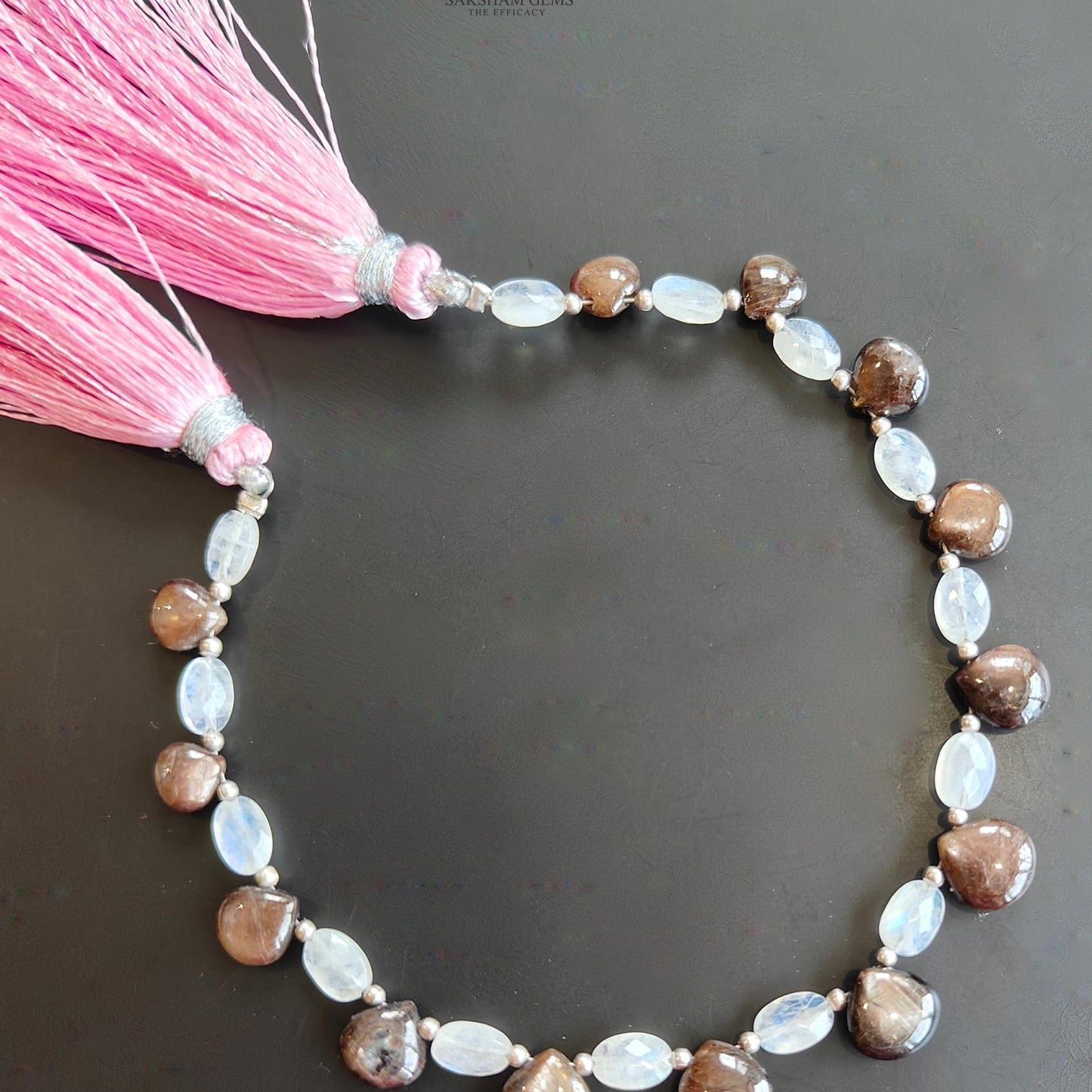 Chocolate Sapphire & Moonstone Gemstone Checker Cut Cabochon Loose Beads : 31.00cts Natural Cushion Triangle Faceted Beads 5.5*4mm - 7mm